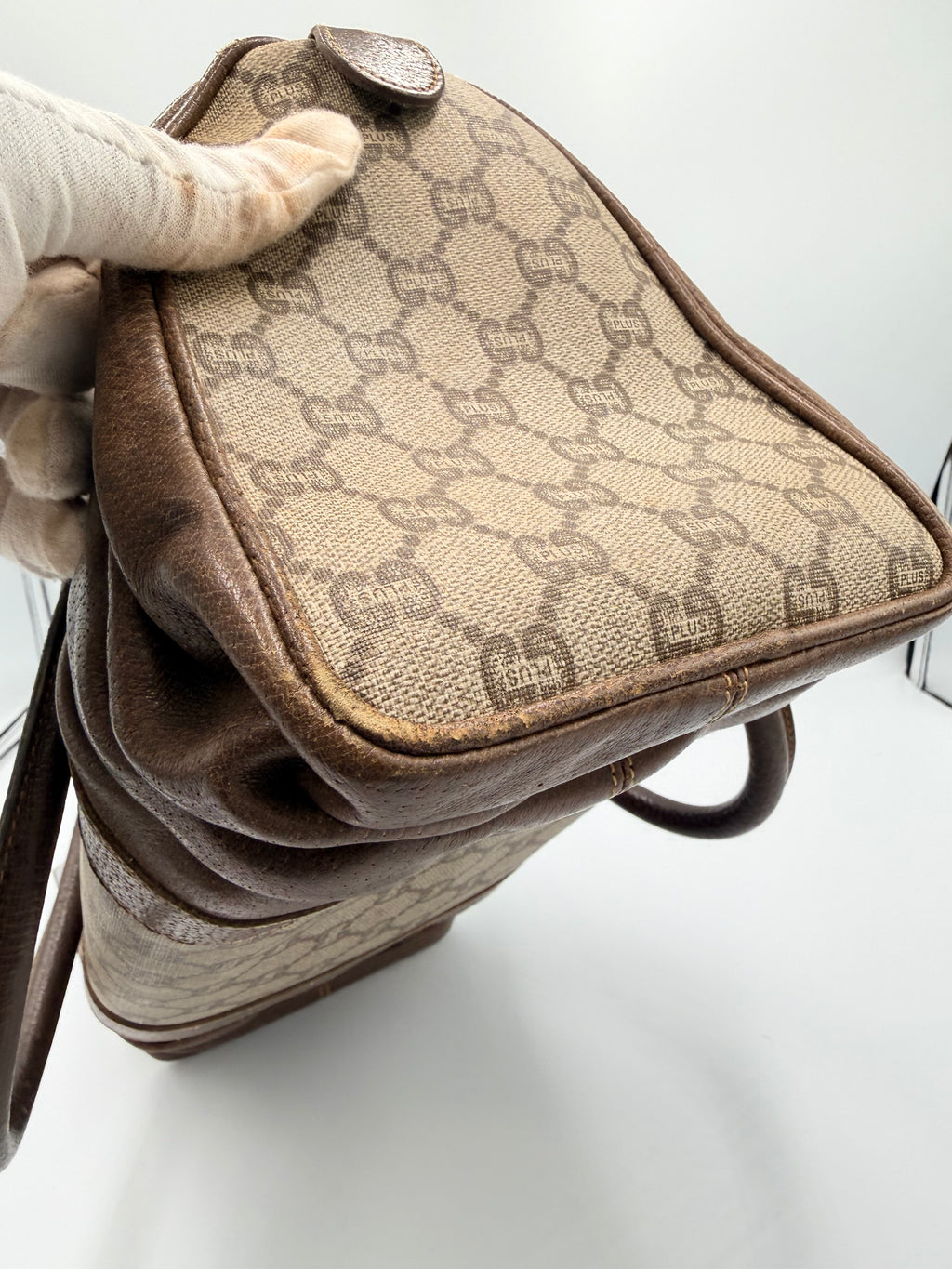 Gucci Plus Monogram Pleated Satchel Bag