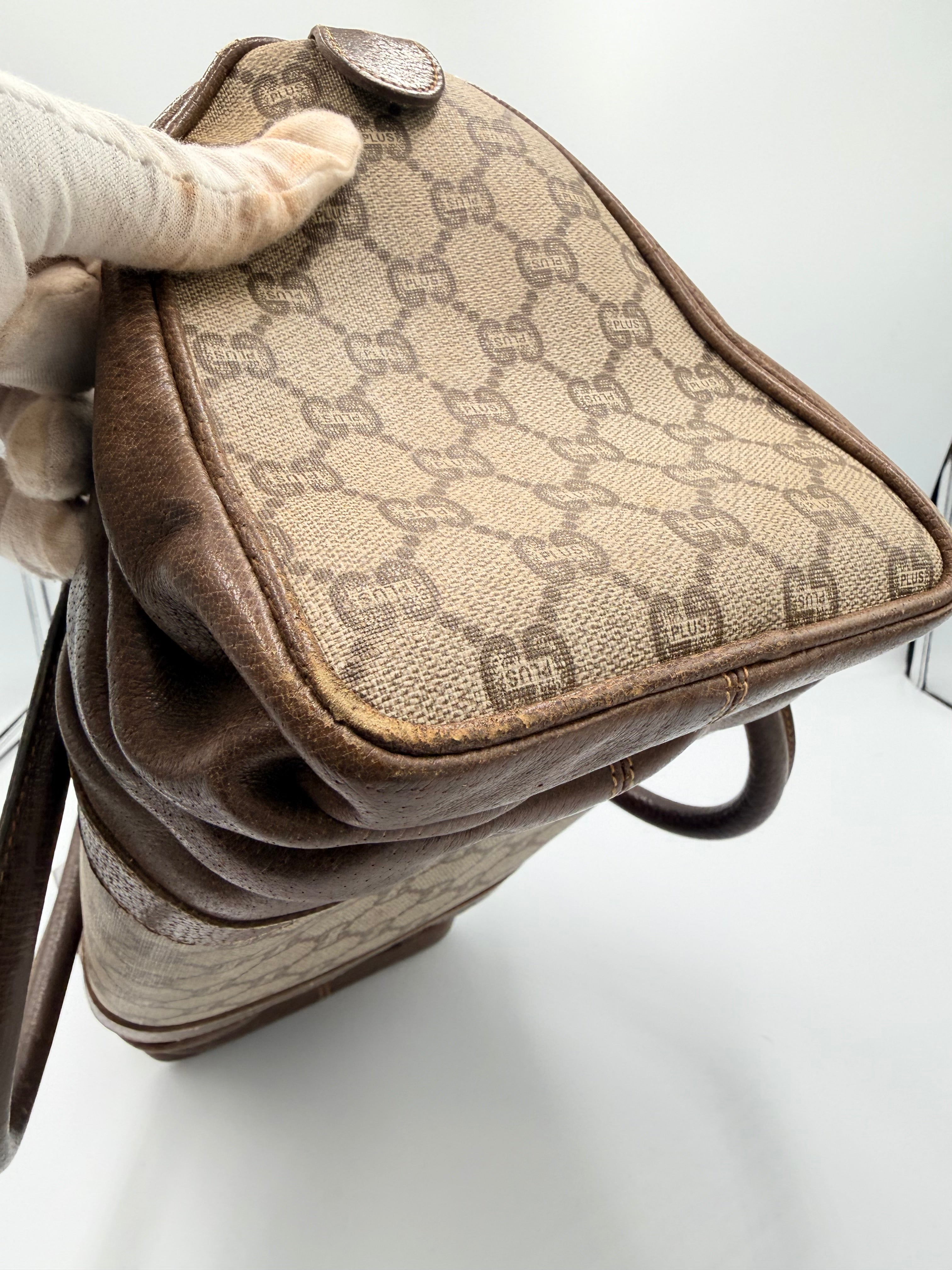 Gucci Plus Monogram Pleated Satchel Bag