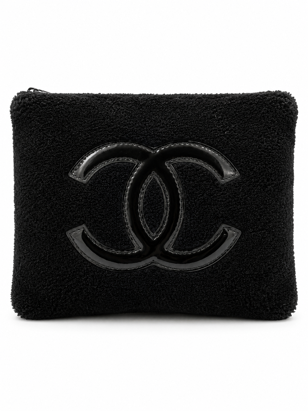 Chanel Terry Cloth CC Cosmetic Pouch / Clutch – Black