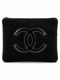 Chanel Terry Cloth CC Cosmetic Pouch / Clutch – Black