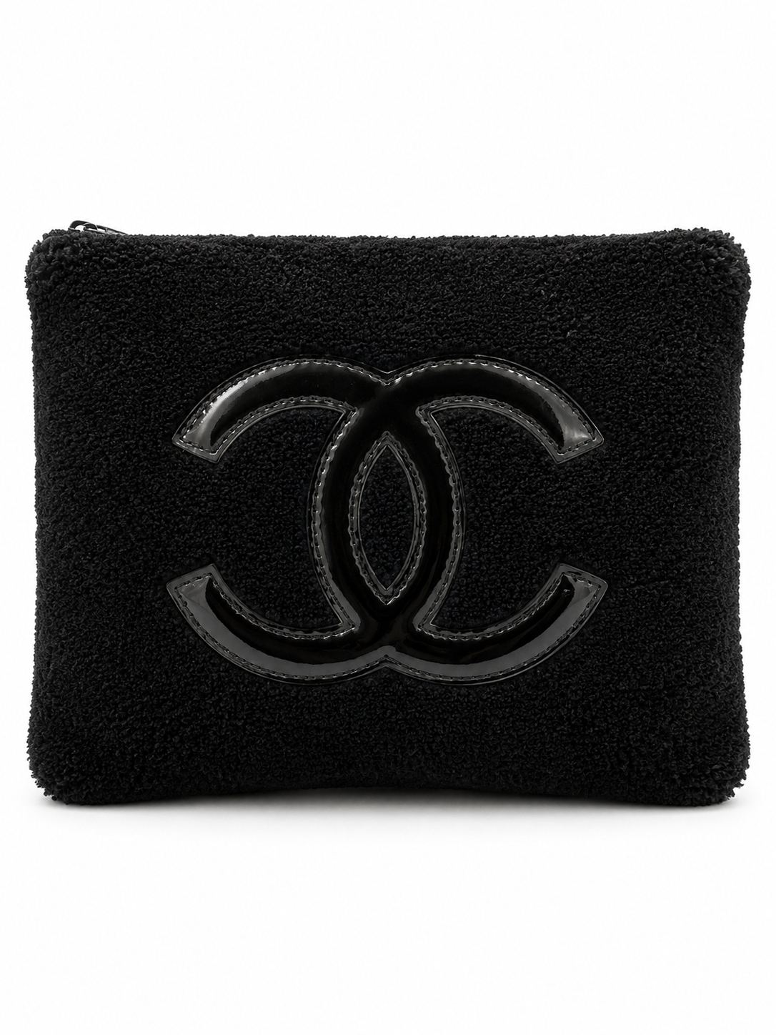 Chanel Terry Cloth CC Cosmetic Pouch / Clutch – Black