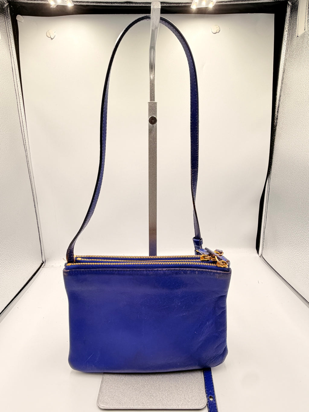 Celine Trio Blue Leather Crossbody Bag