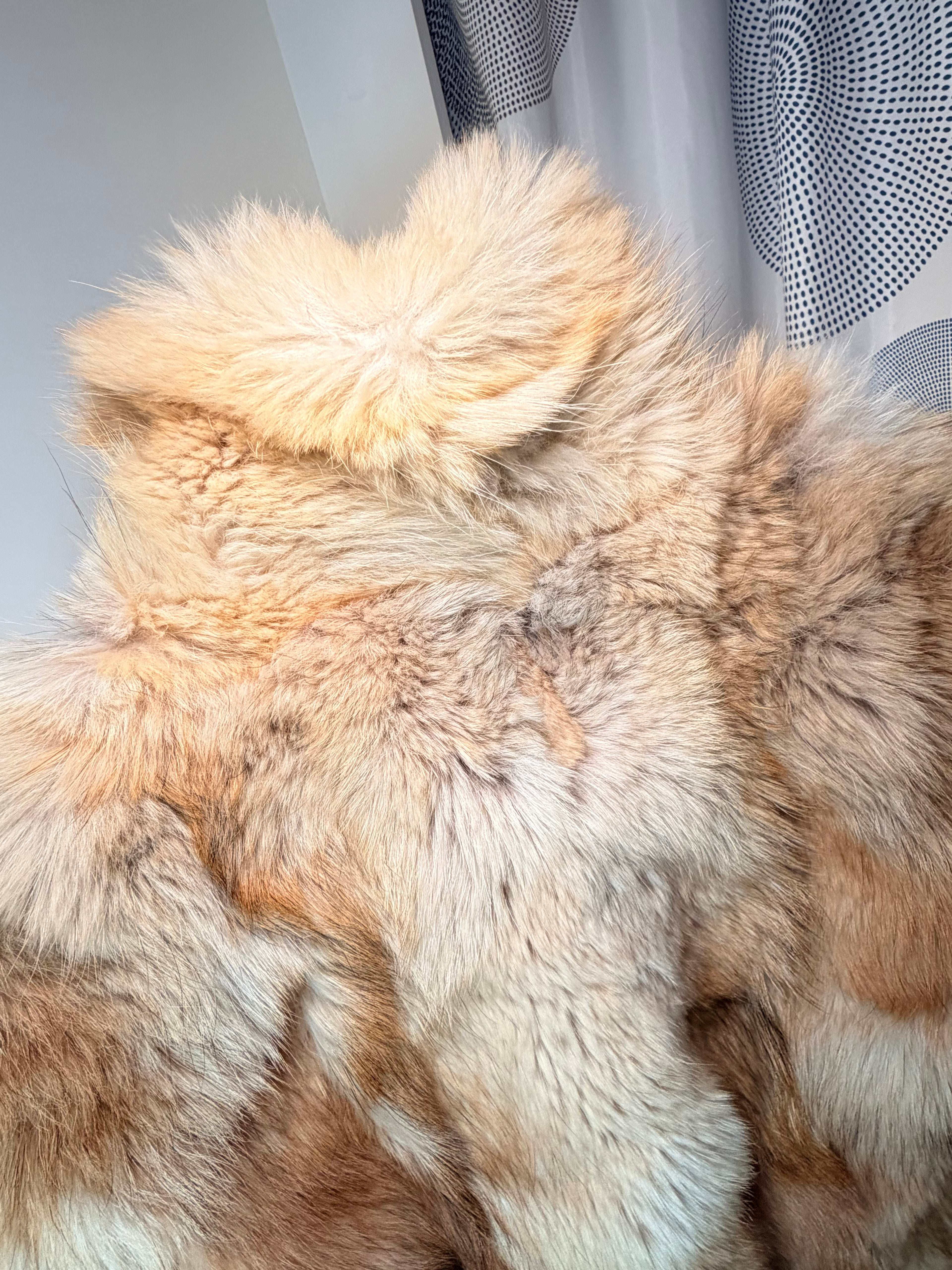 Vintage Red Fox Fur Coat – Cream & Honey Blonde (Small)