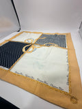 Christian Dior Patchwork Ribbon Scarf – Mustard Border with Polka Dot and Houndstooth Panels