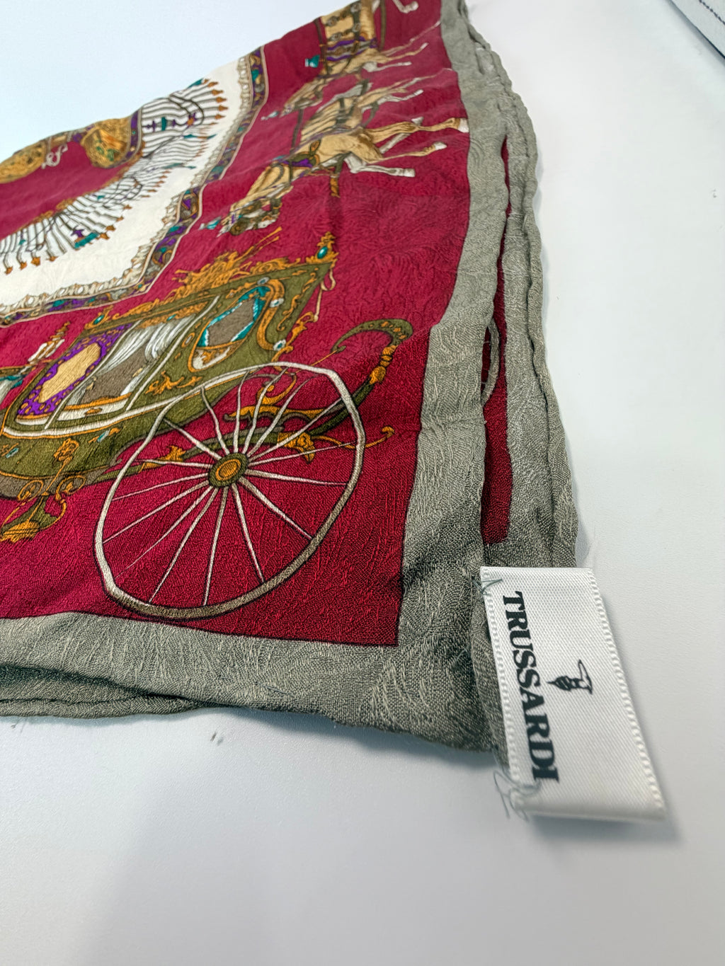 Vintage Trussardi Silk Carriage Print Scarf