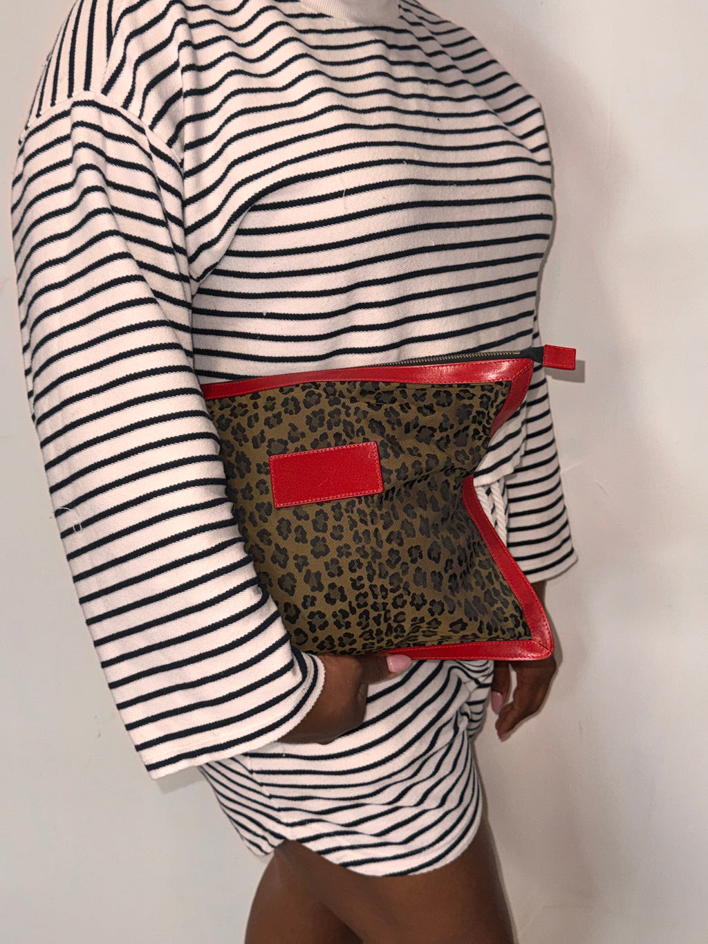 Fendi Leopard Print Oversized Clutch/ Pouch Bag