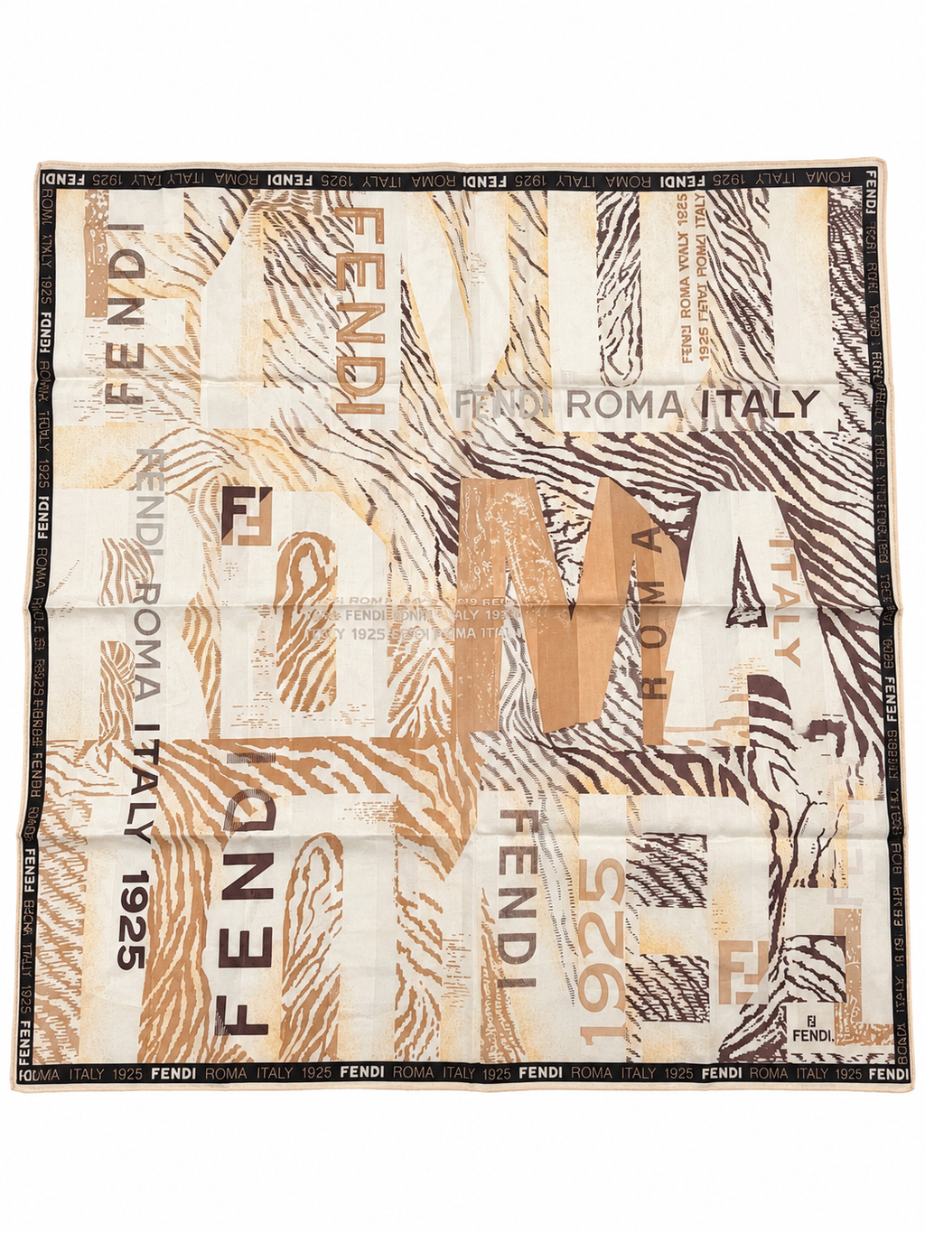 Fendi Roma 1925 Animal Print Logo Scarf
