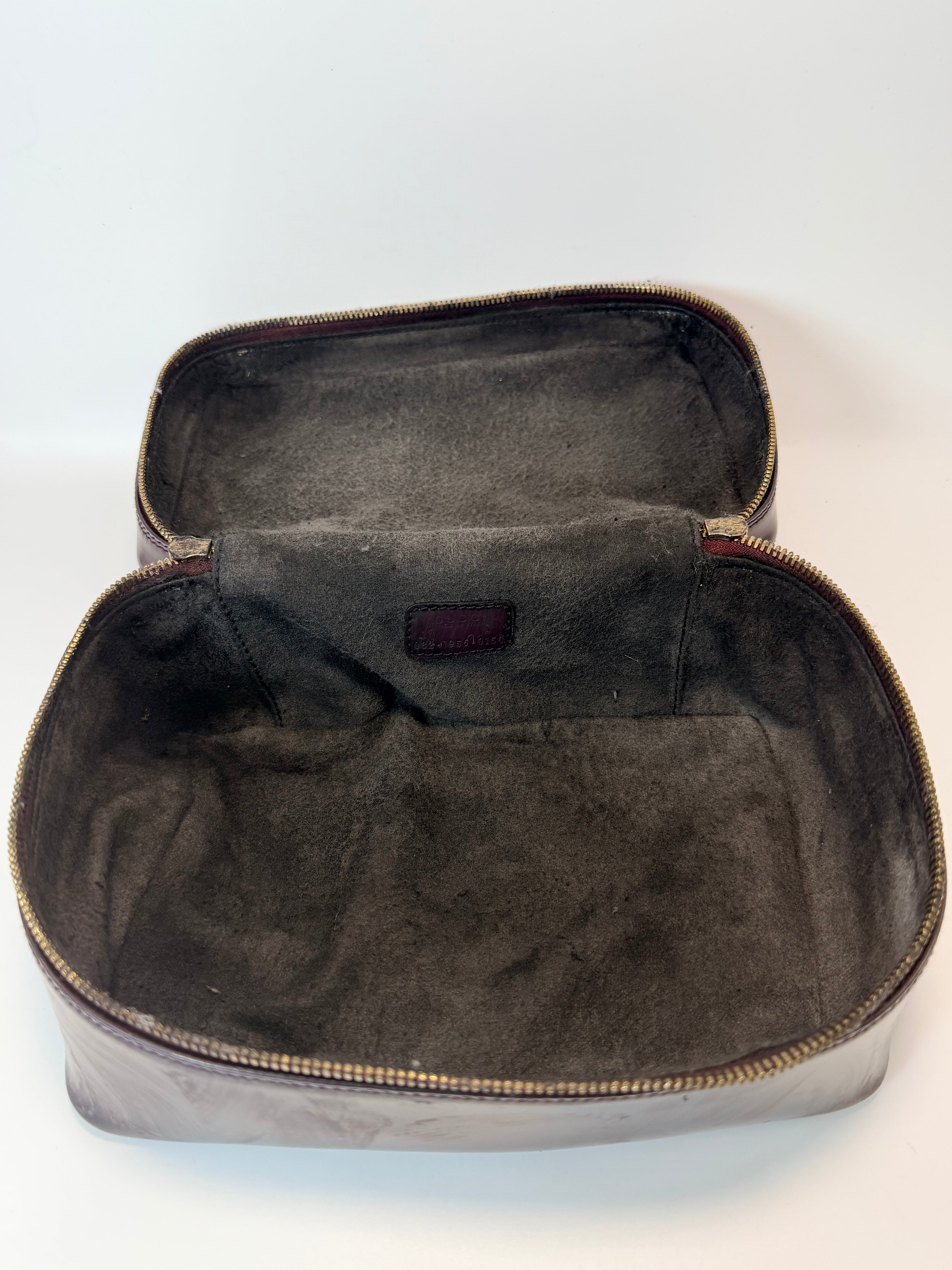 Vintage Gucci Bamboo Zip Vanity Case — Deep Plum Leather