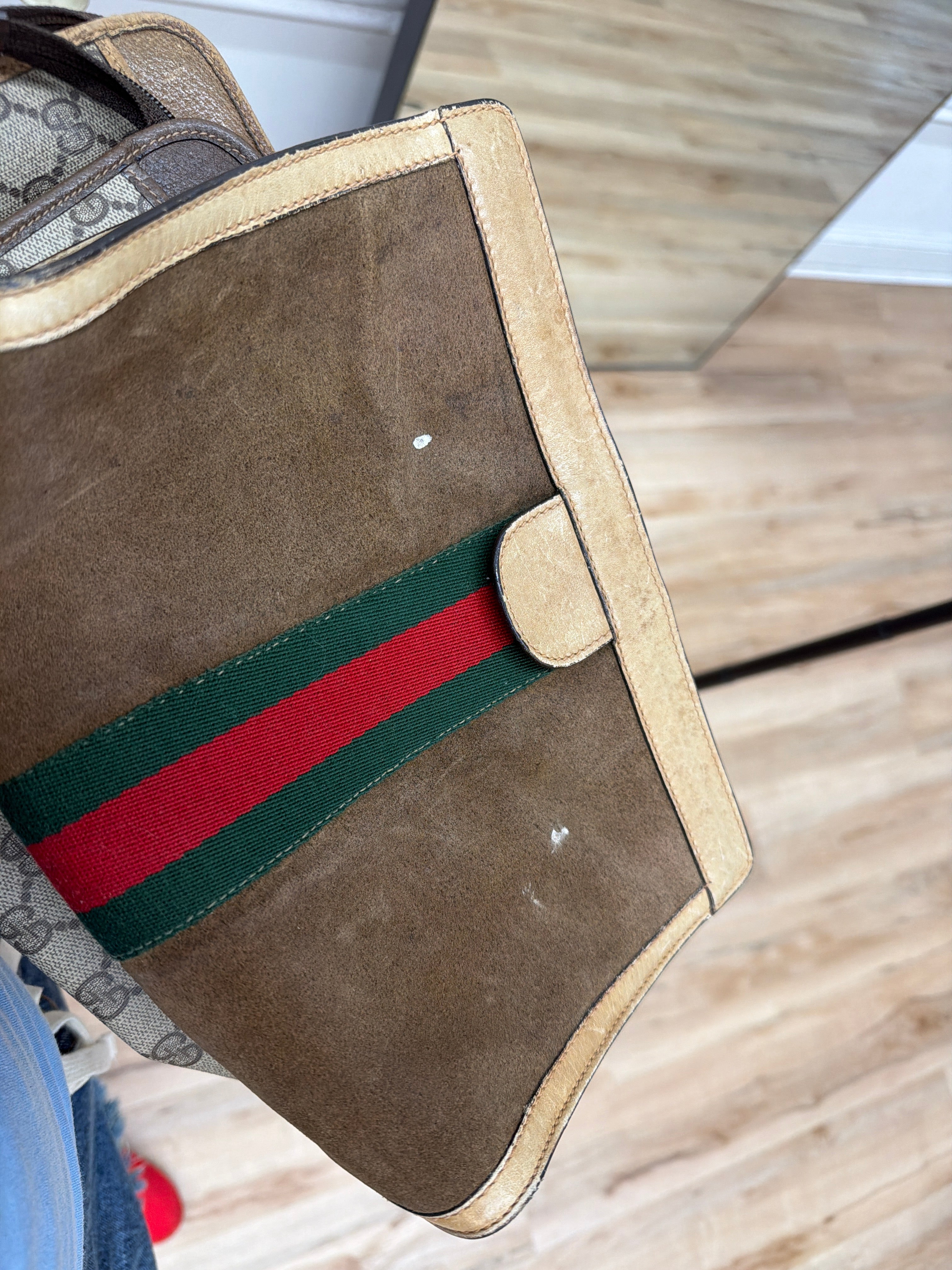 Gucci brown suede couch