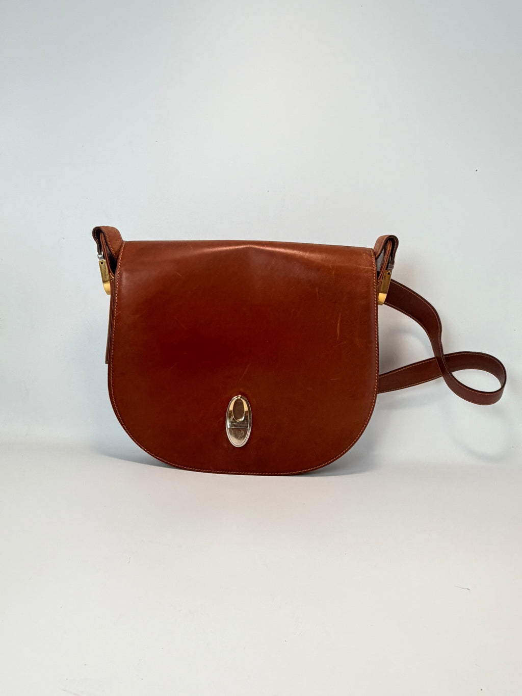 Vintage Paolo Gucci Leather Saddle Bag – Cognac Brown
