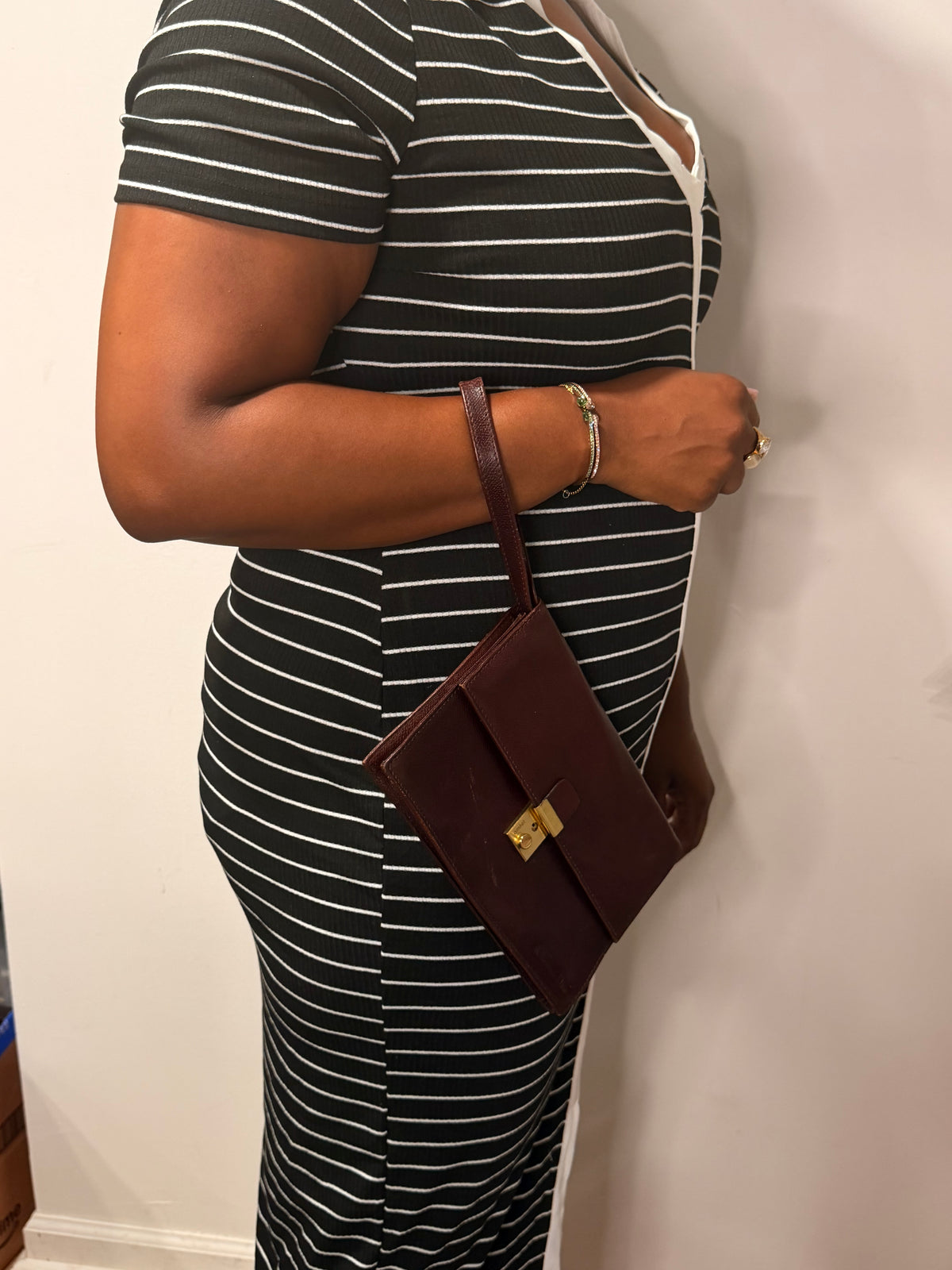 Christian Dior Burgundy Leather Wristlet Clutch