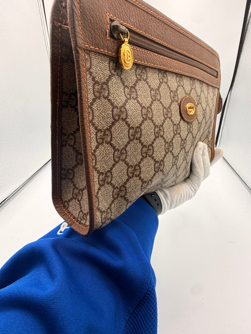 Gucci GG Supreme Monogram Clutch / Toiletry Bag