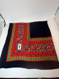 Yves Saint Laurent Silk Scarf – Black with Multicolor Floral Border