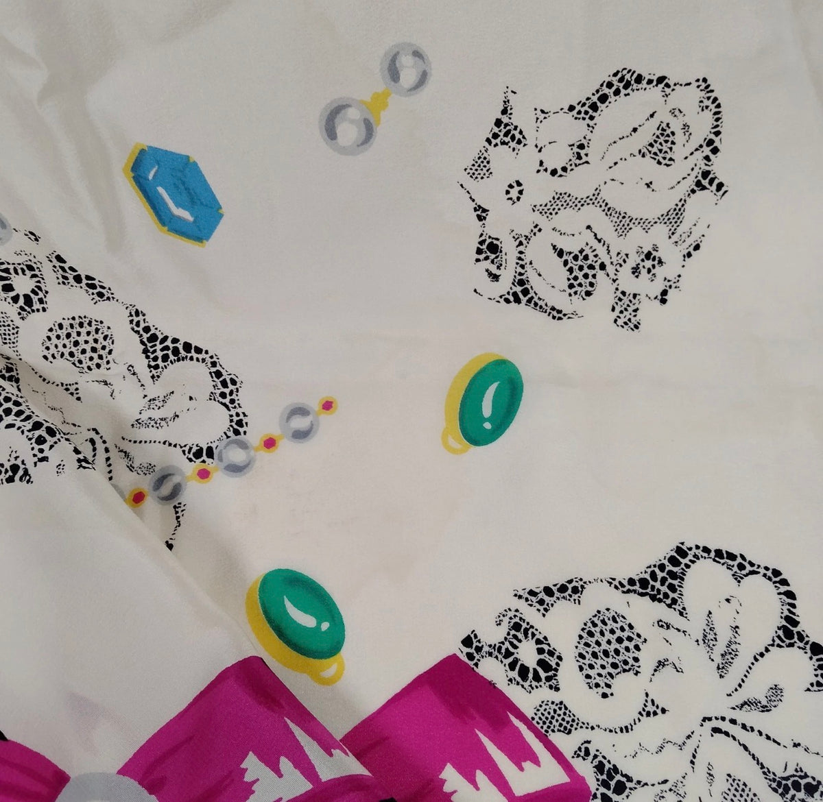 Christian Dior Pink Bow & Lace Print Silk Scarf