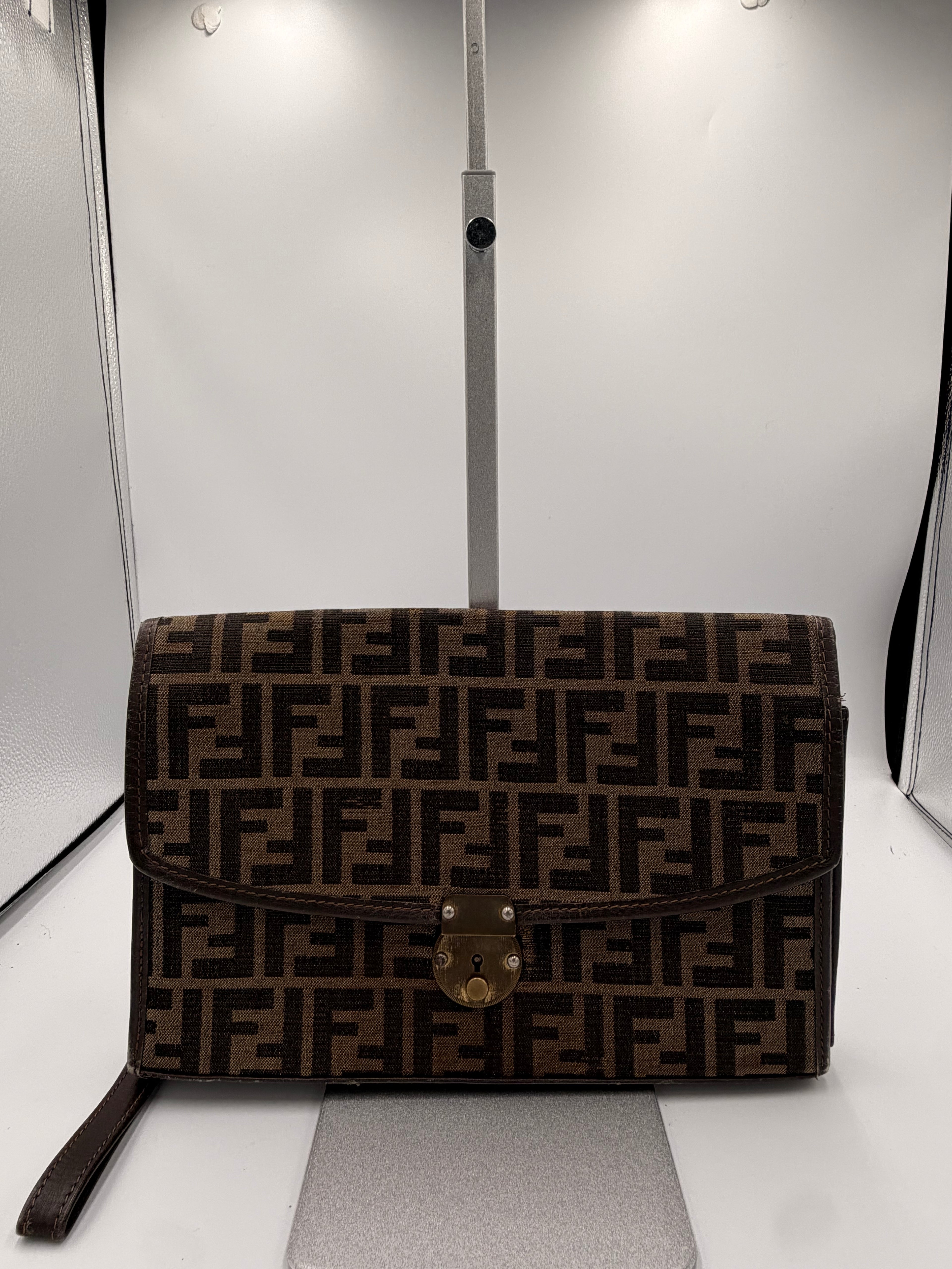 Fendi Zucca Canvas Portfolio Clutch Wristlet