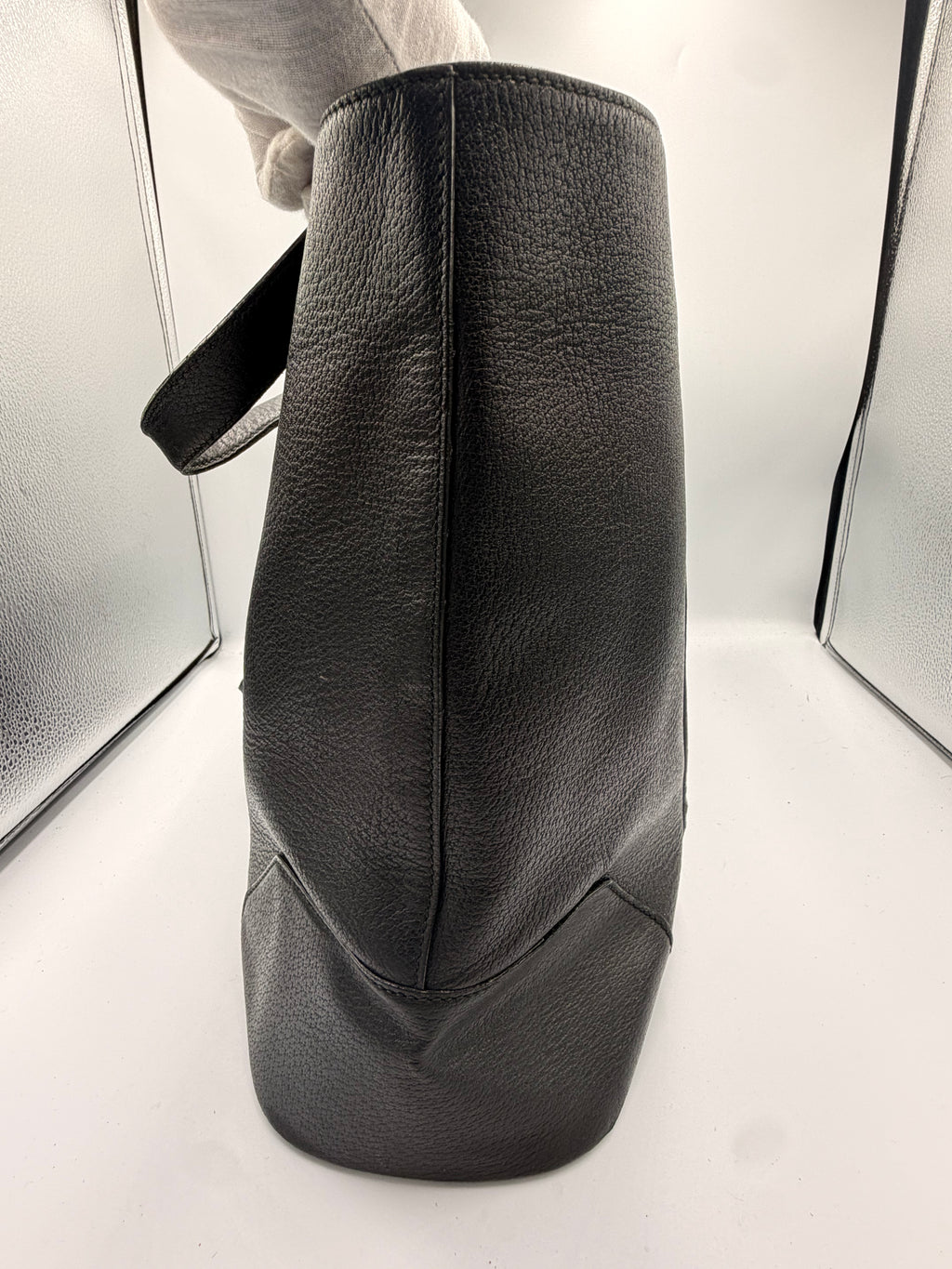Gucci Black Leather Web Stripe Tote Bag