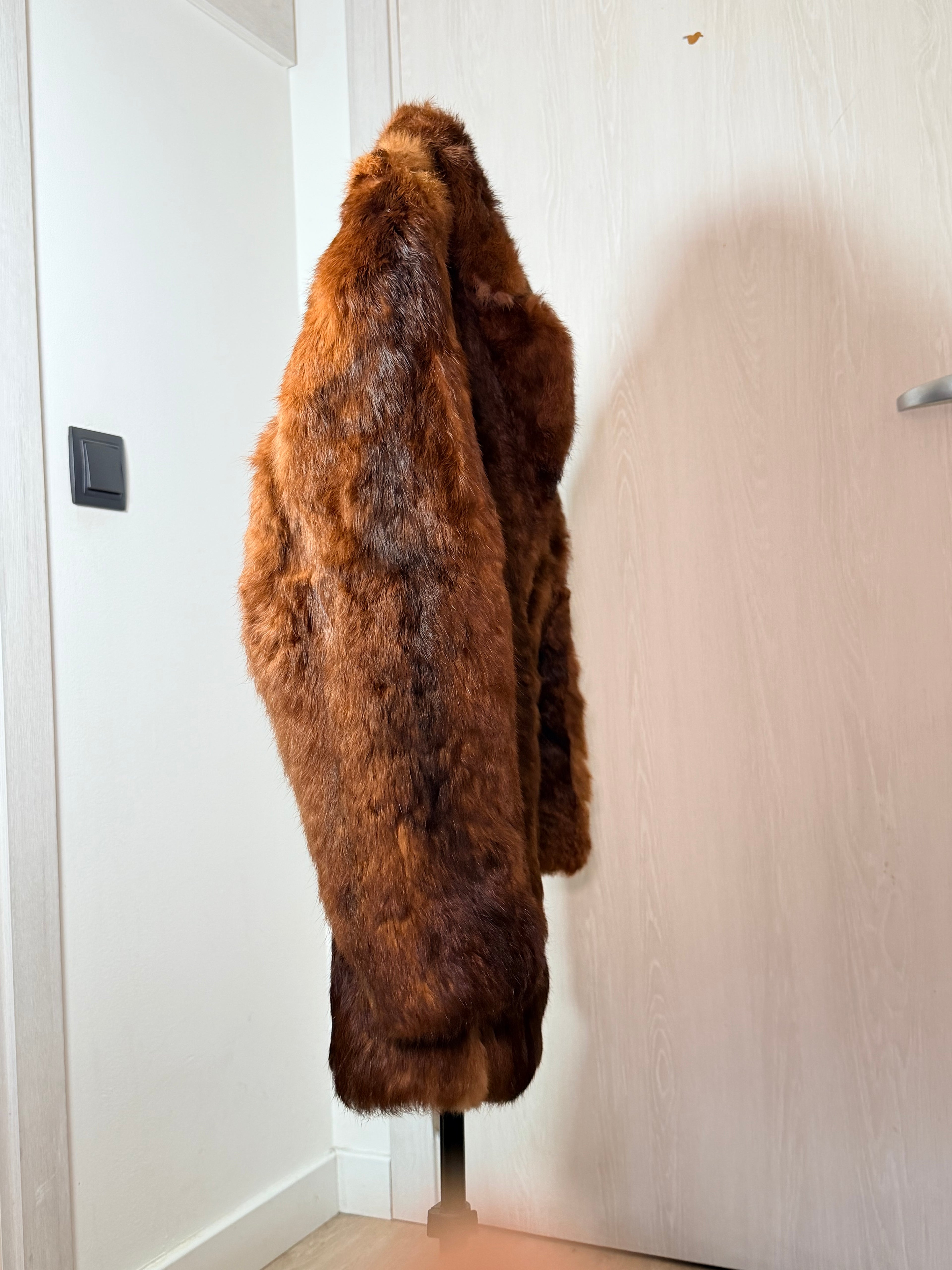 Vintage Rabbit Fur Coat – Warm Brown Tones  (Small)
