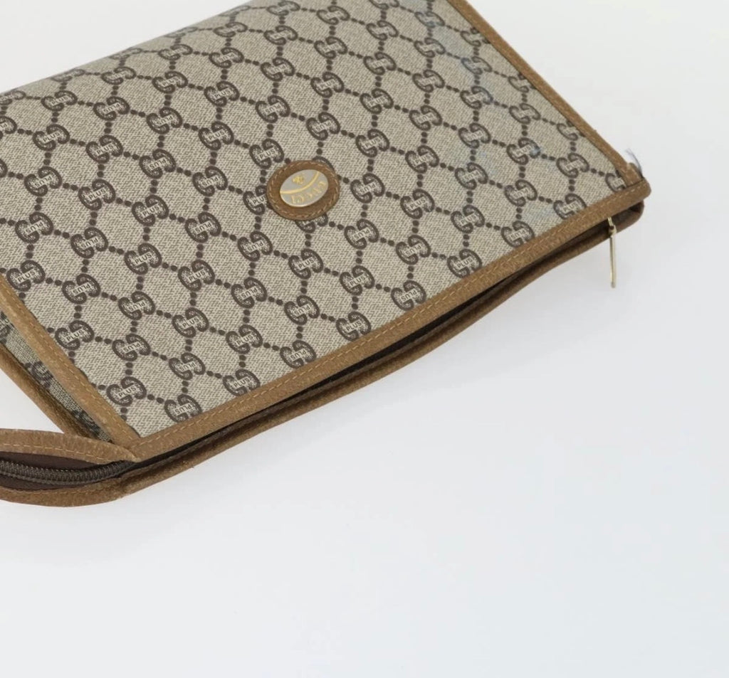 Gucci GG Canvas Clutch with back pocket