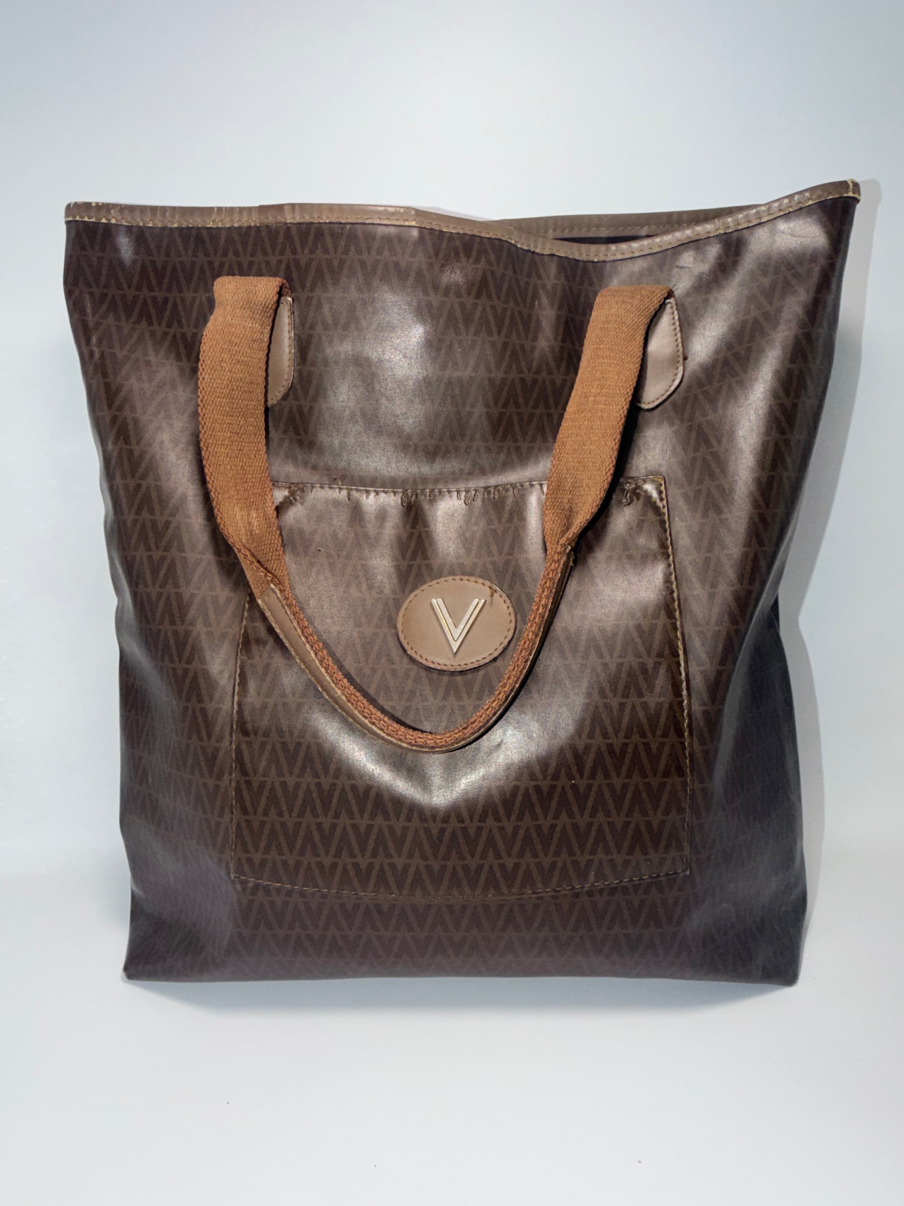 VALENTINO GARAVANI Monogram Coated Canvas Tote – Brown
