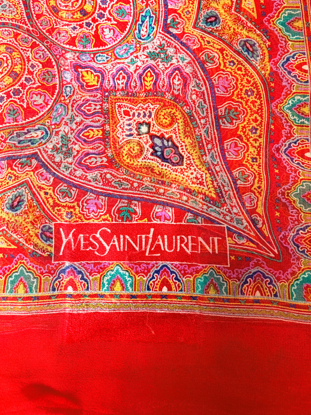 Yves Saint Laurent Oversized Paisley Scarf — Red Multicolor