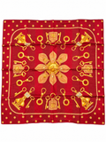 Burberrys Key & Lock Print Scarf – Burgundy/Gold