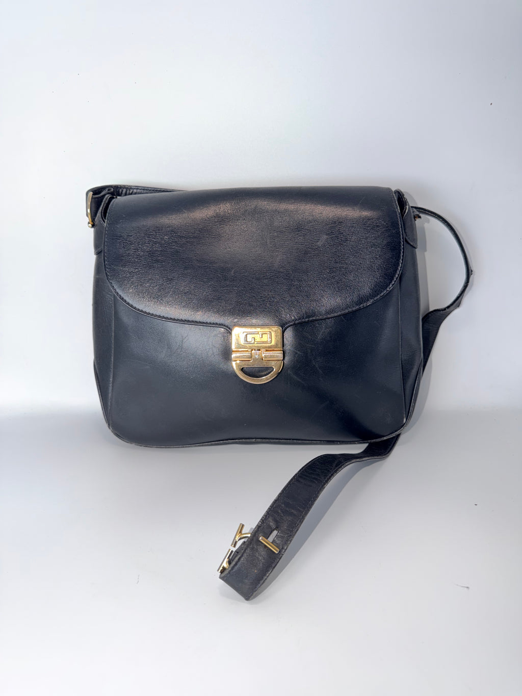 Gucci Black Leather Crossbody Bag with Gold Turn-Lock Hardware