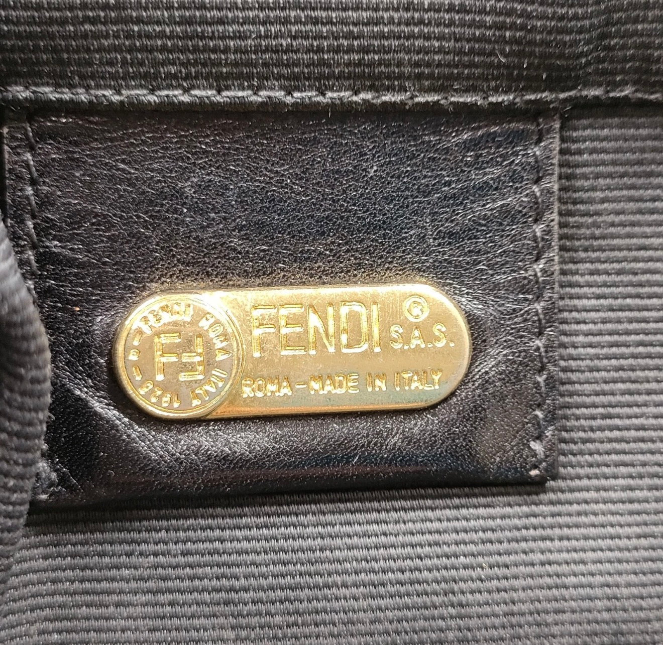 FENDI Vintage Black Canvas Oversized Tote with Matching Pouch