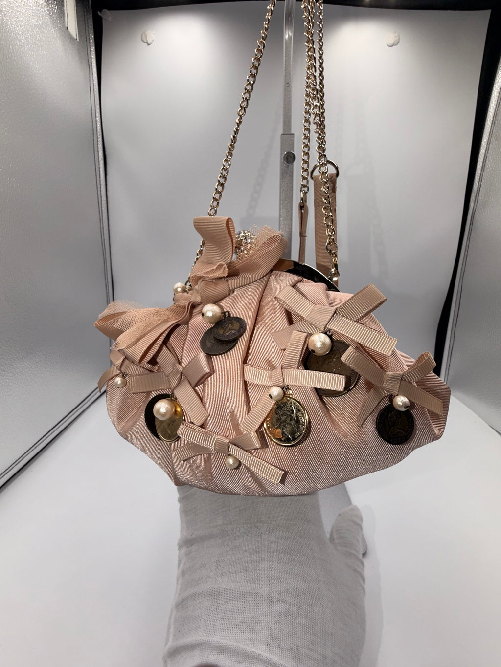 Lanvin en Bleu Embellished Ribbon Evening Bag