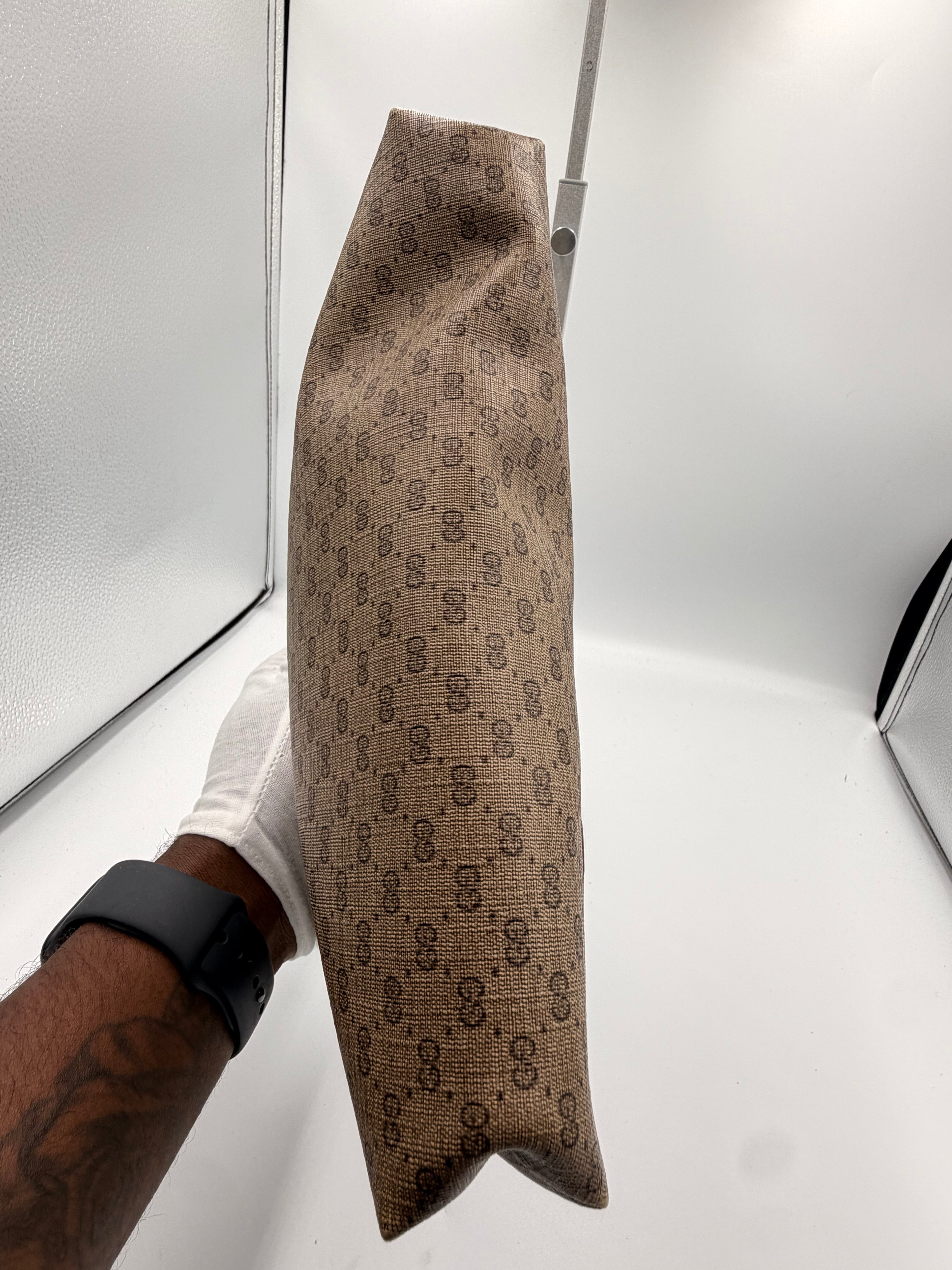 Gucci Vintage Monogram Suede-Lined Portfolio Clutch