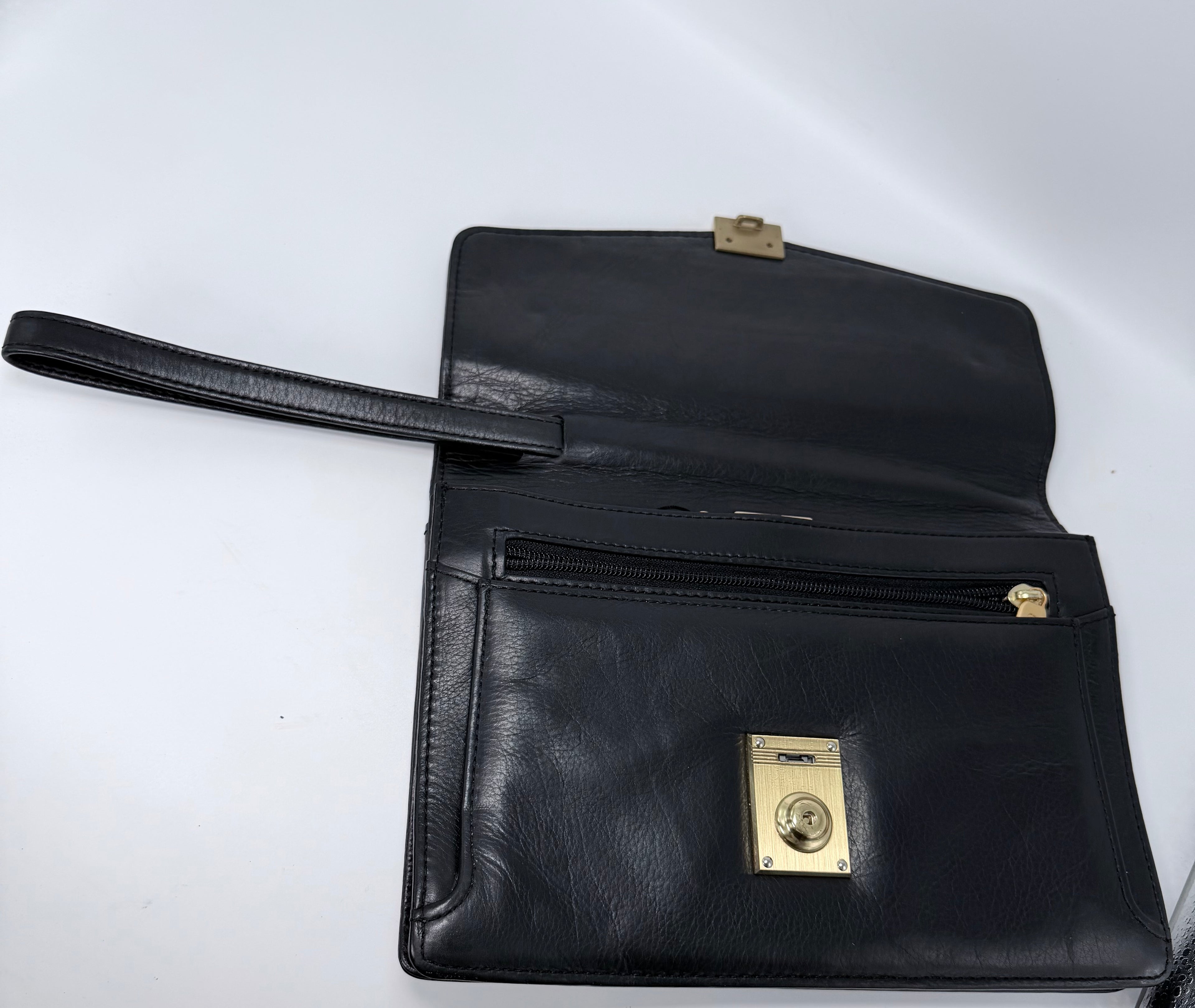 Balenciaga Black Leather Clutch with Retractable Strap