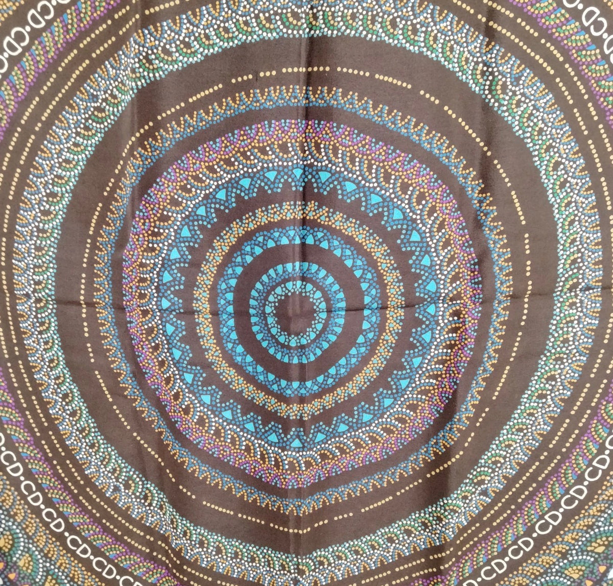 Christian Dior Silk Scarf – Brown Multicolor Geometric CD Print