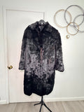 Vintage Real Rabbit Fur Coat – Deep Charcoal Black (XLarge)