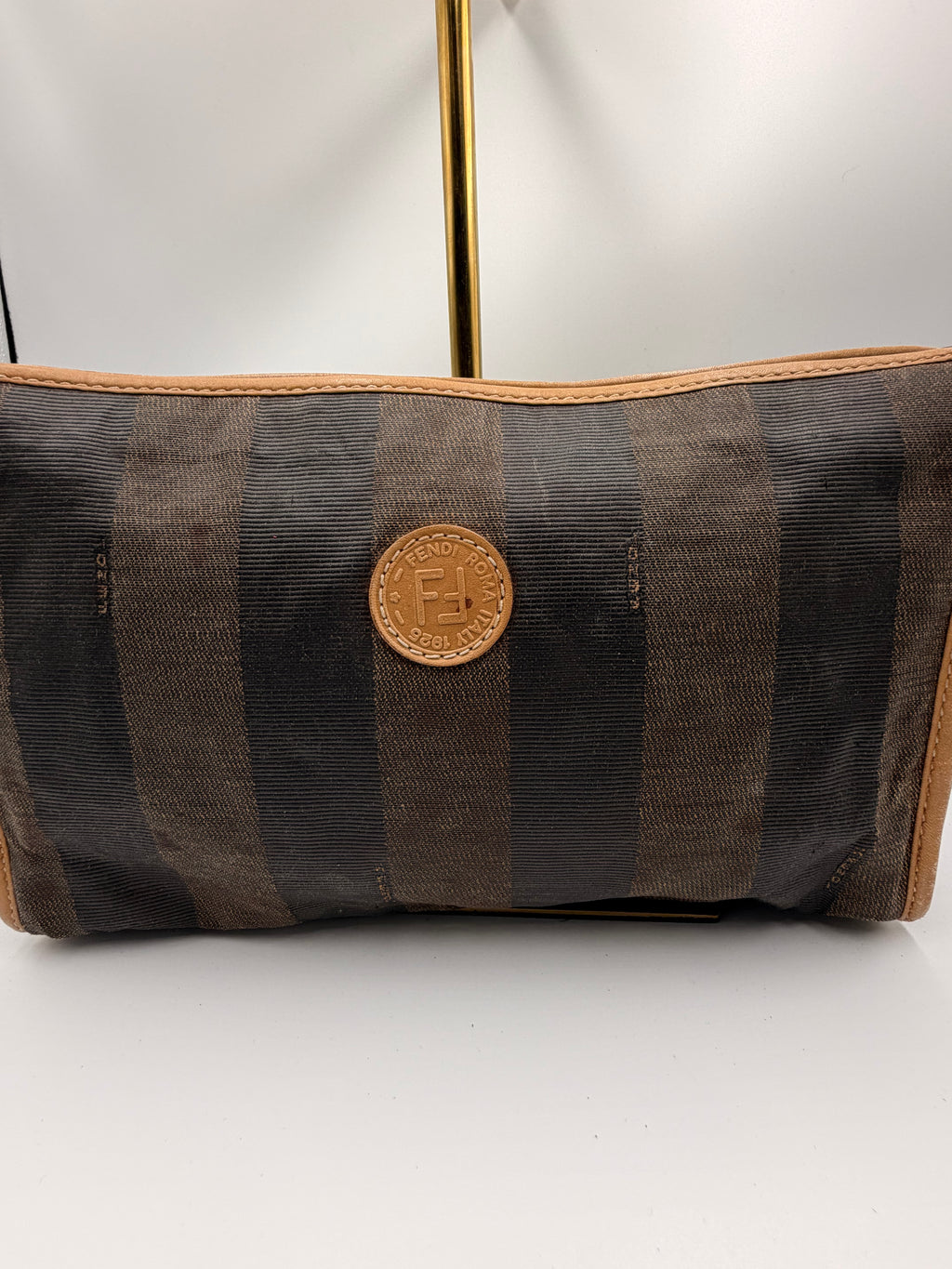 Fendi Pequin Zip Clutch / Cosmetic Case