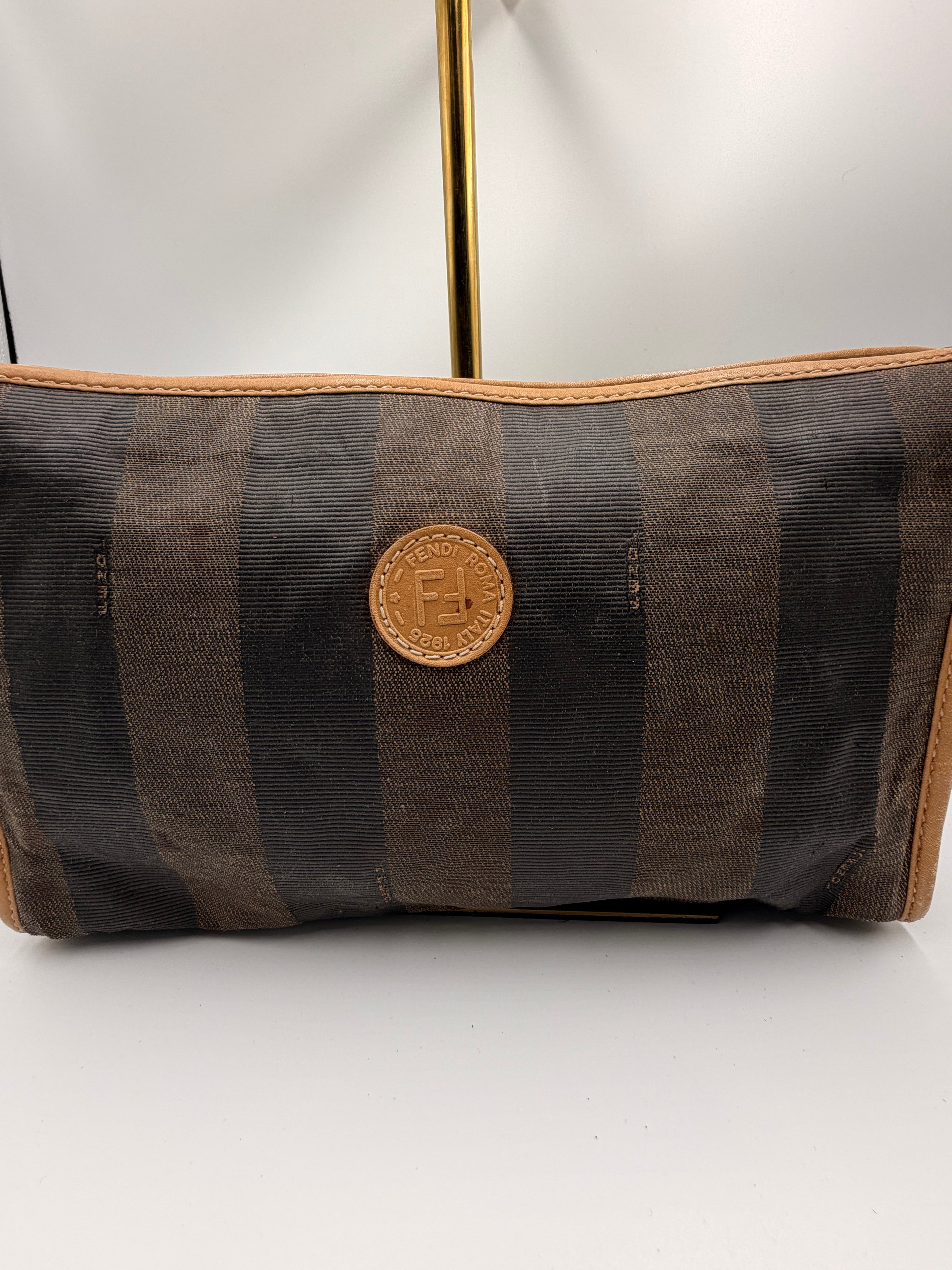 Fendi Pequin Zip Clutch / Cosmetic Case