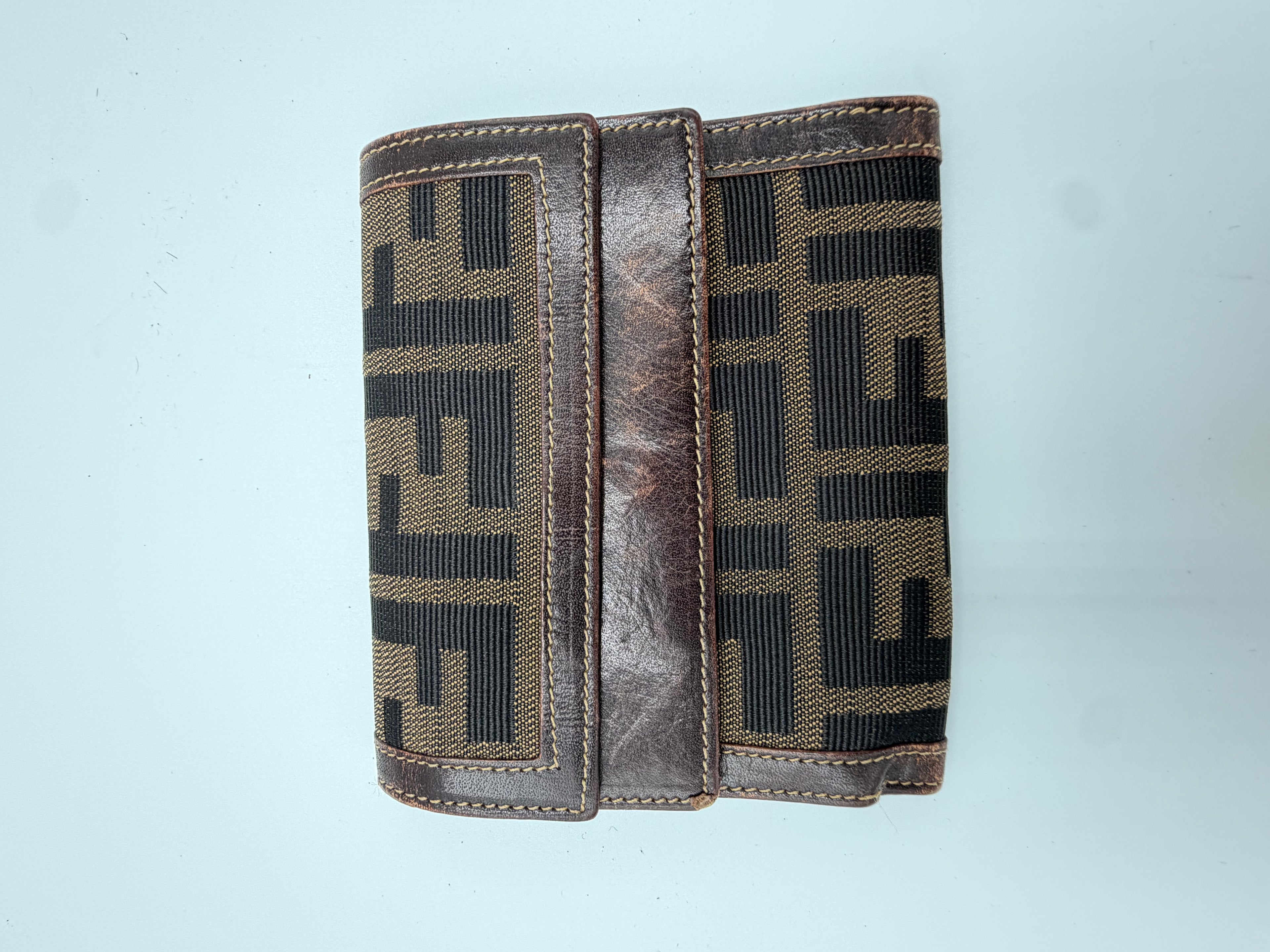 Fendi Zucca Canvas & Leather Trifold Wallet (Unisex)