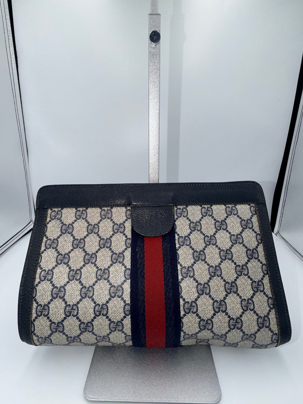 GUCCI GG Supreme Web Clutch (Large) - Blue