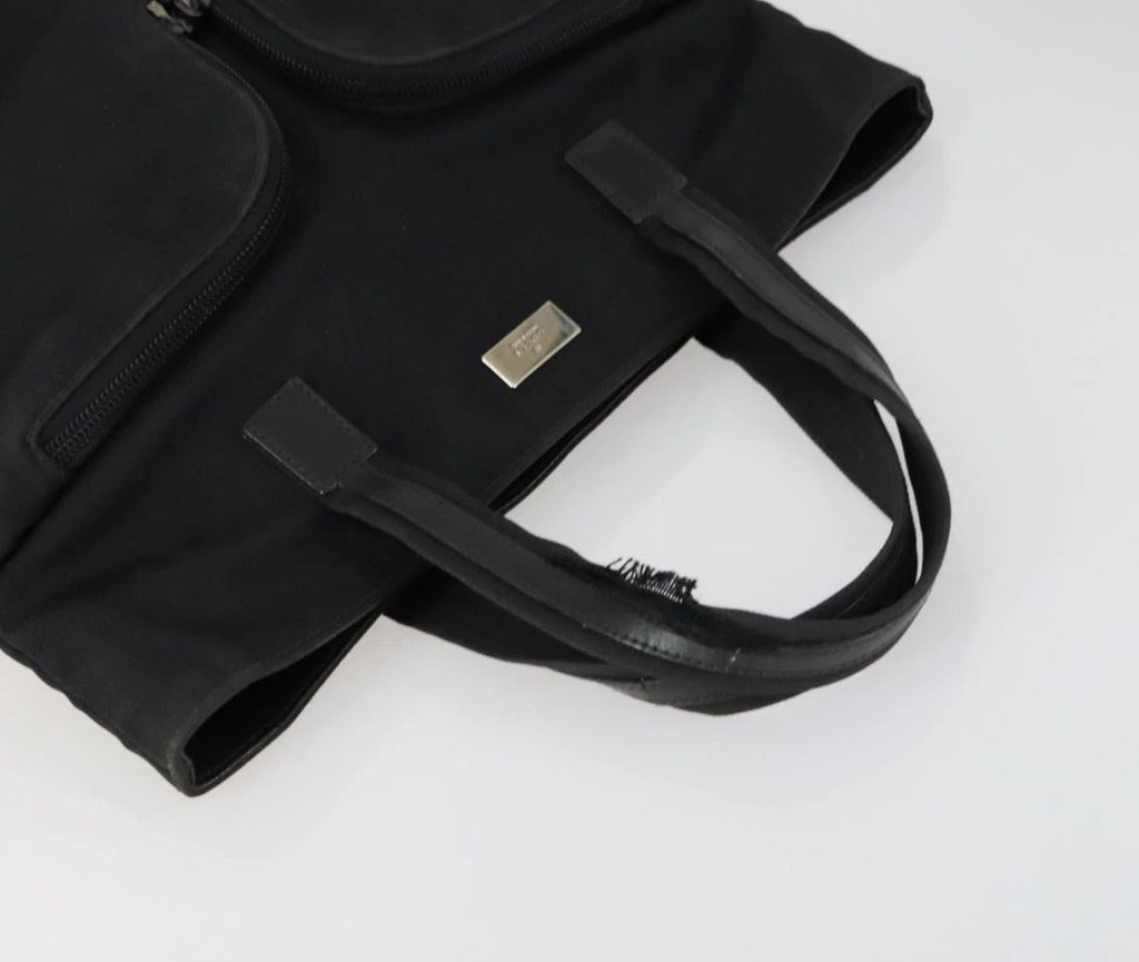 Gucci Black Nylon Tote Bag with Double Front Pockets