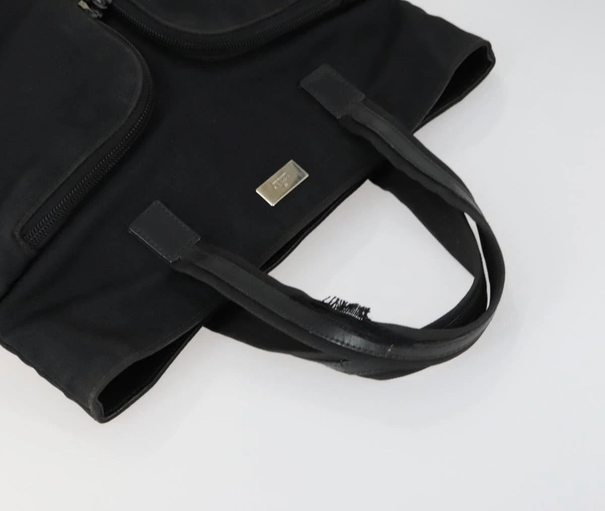 Gucci Black Nylon Tote Bag with Double Front Pockets