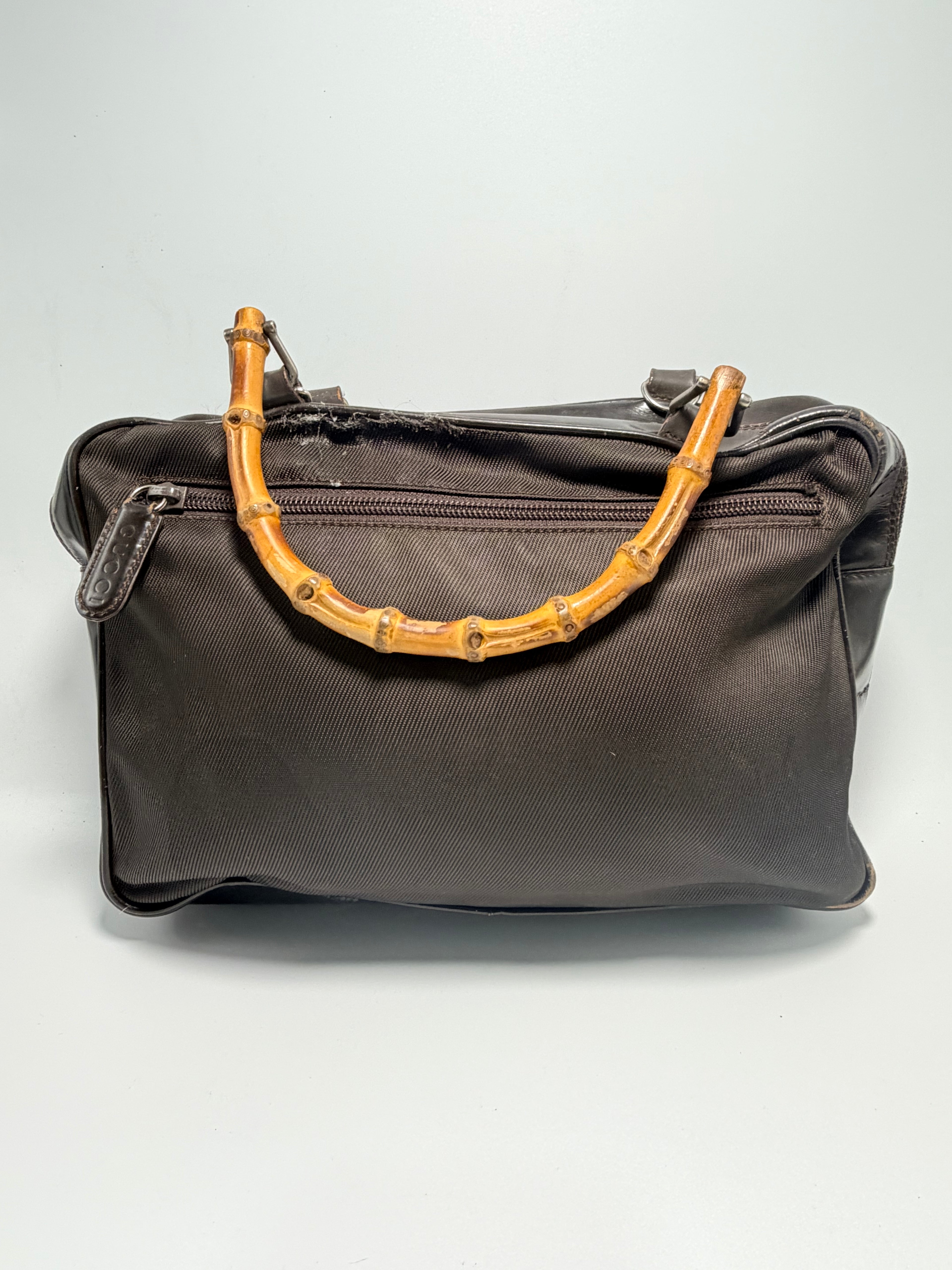 Gucci Vintage Nylon Bamboo Handle Bag – Brown