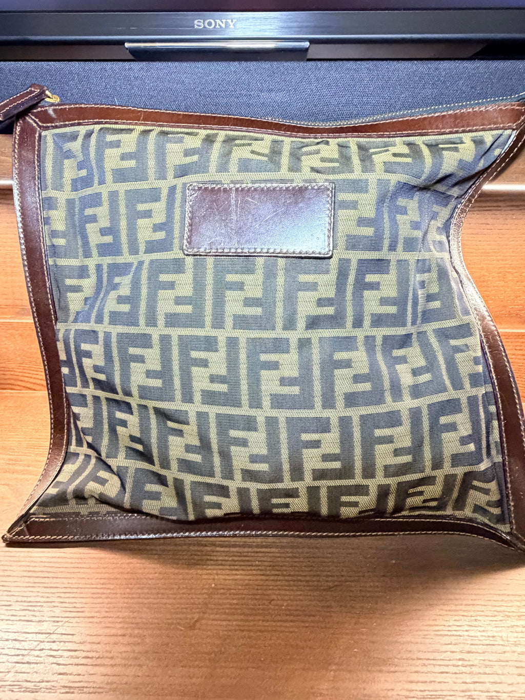 Fendi Zucca Monogram Canvas Clutch / Pouch Bag