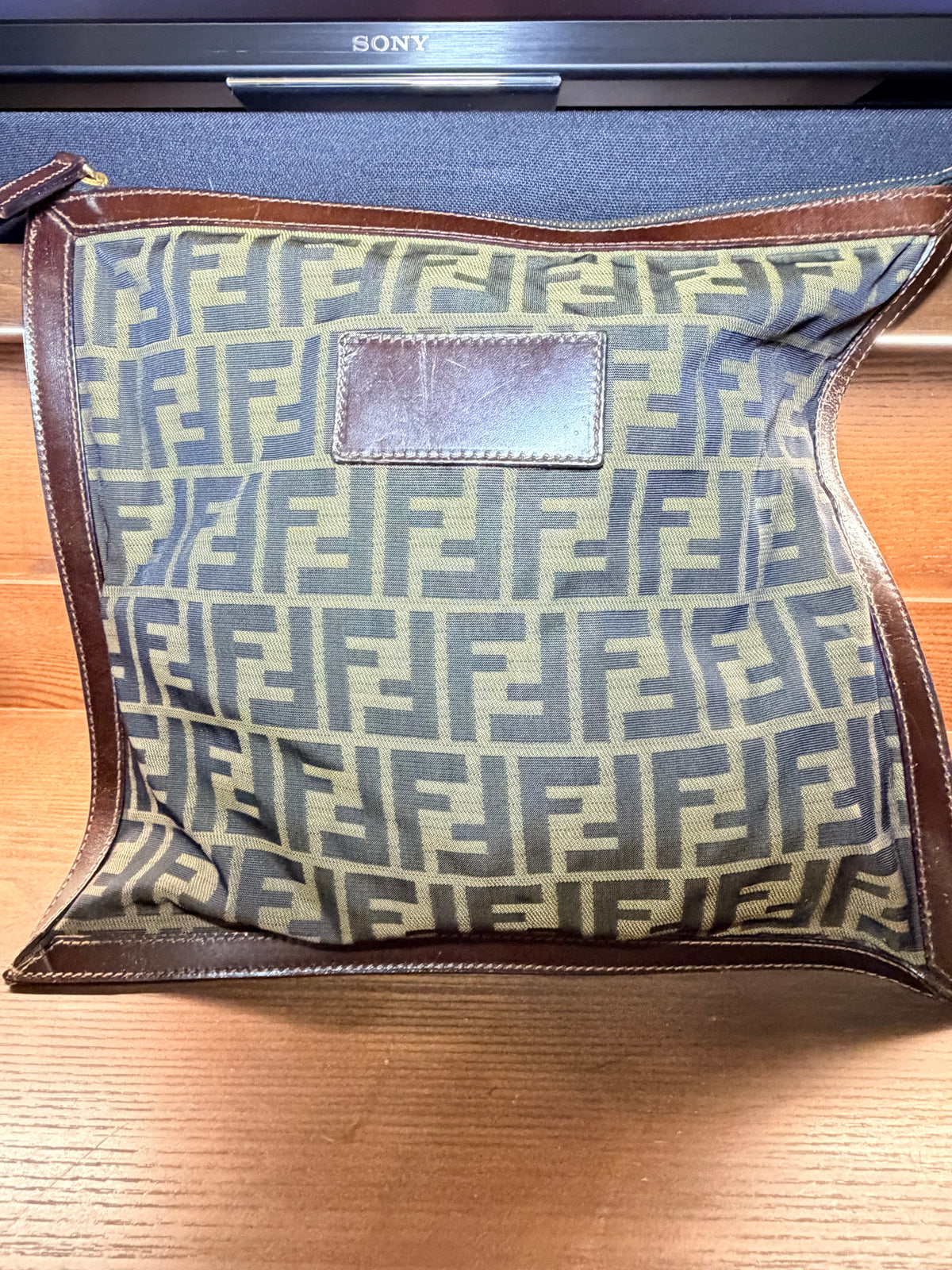 Fendi Zucca Monogram Canvas Clutch / Pouch Bag