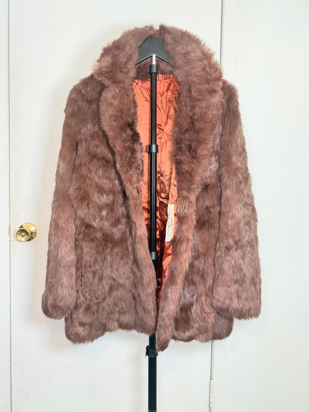 Vintage Dusty Mauve Rabbit Fur Coat – Medium 024
