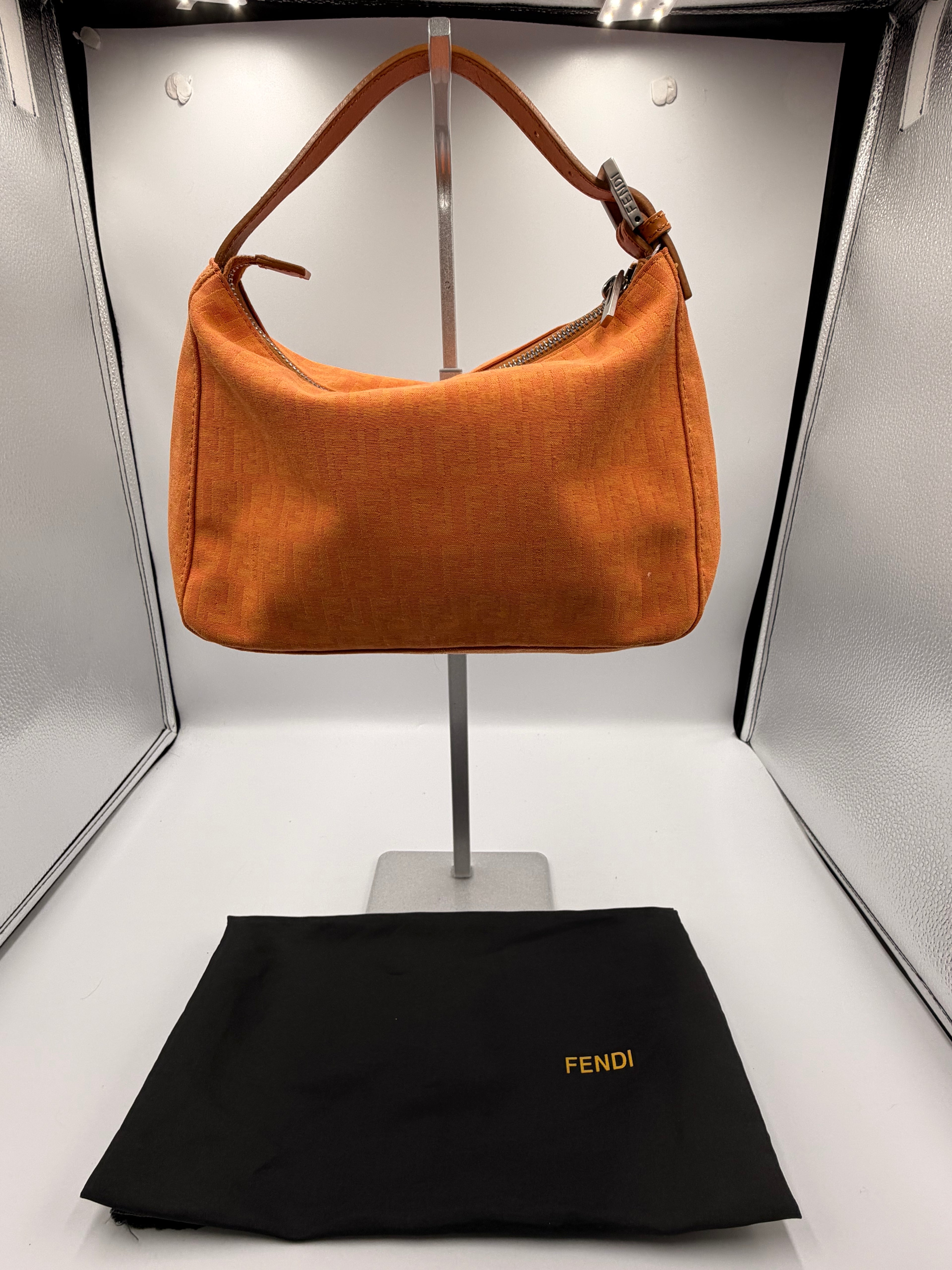 Fendi Zucchino Mini Hobo Bag – Orange Canvas