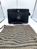 Valentino Garavani V Logo Leather Clutch – Black (with Dust Bag)