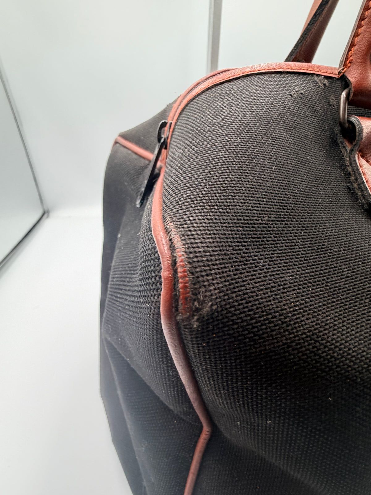 Yves Saint Laurent YSL Black Canvas Boston Bag