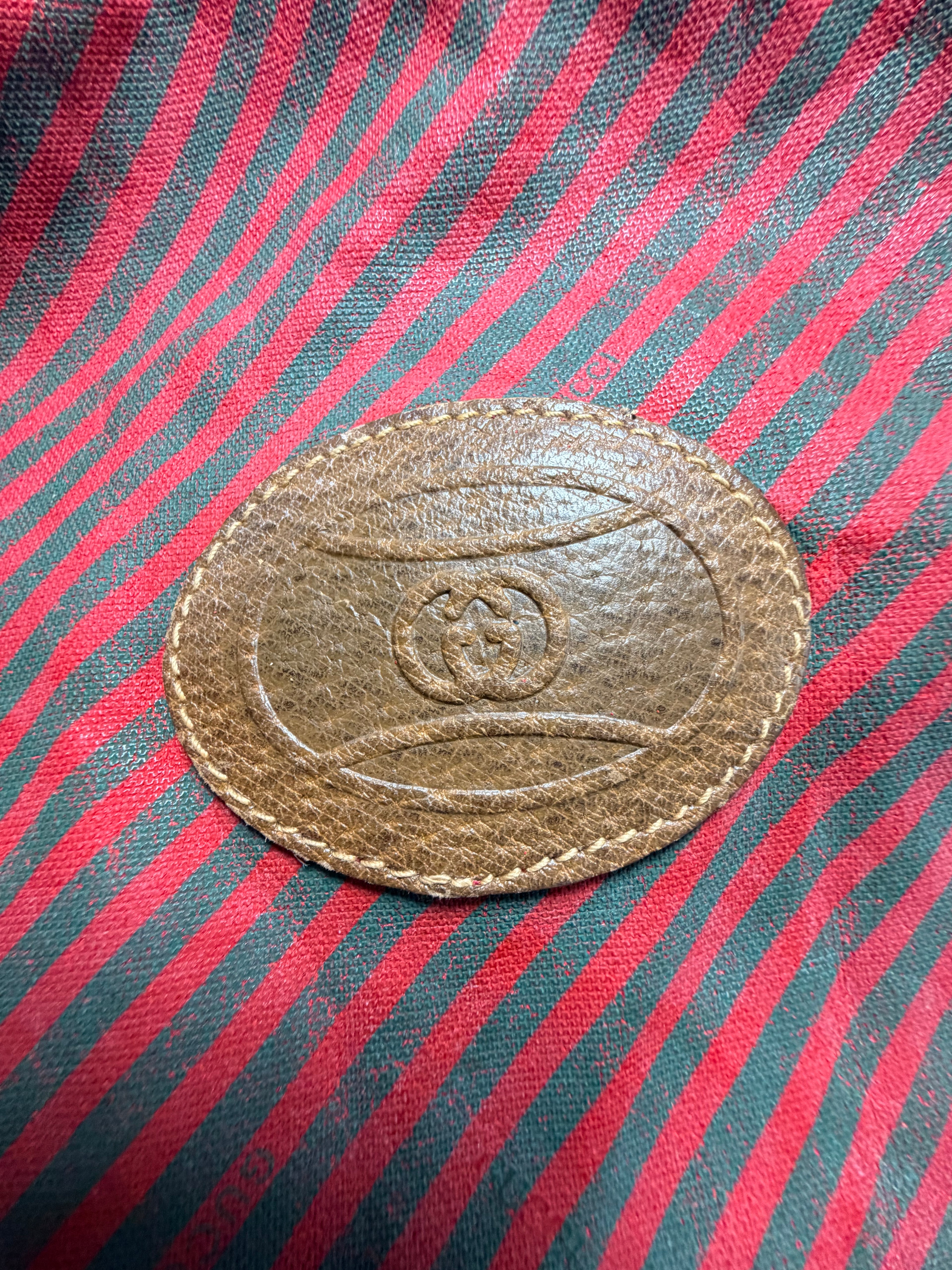 GUCCI Vintage Nylon Duffle Bag – Red & Green Stripe