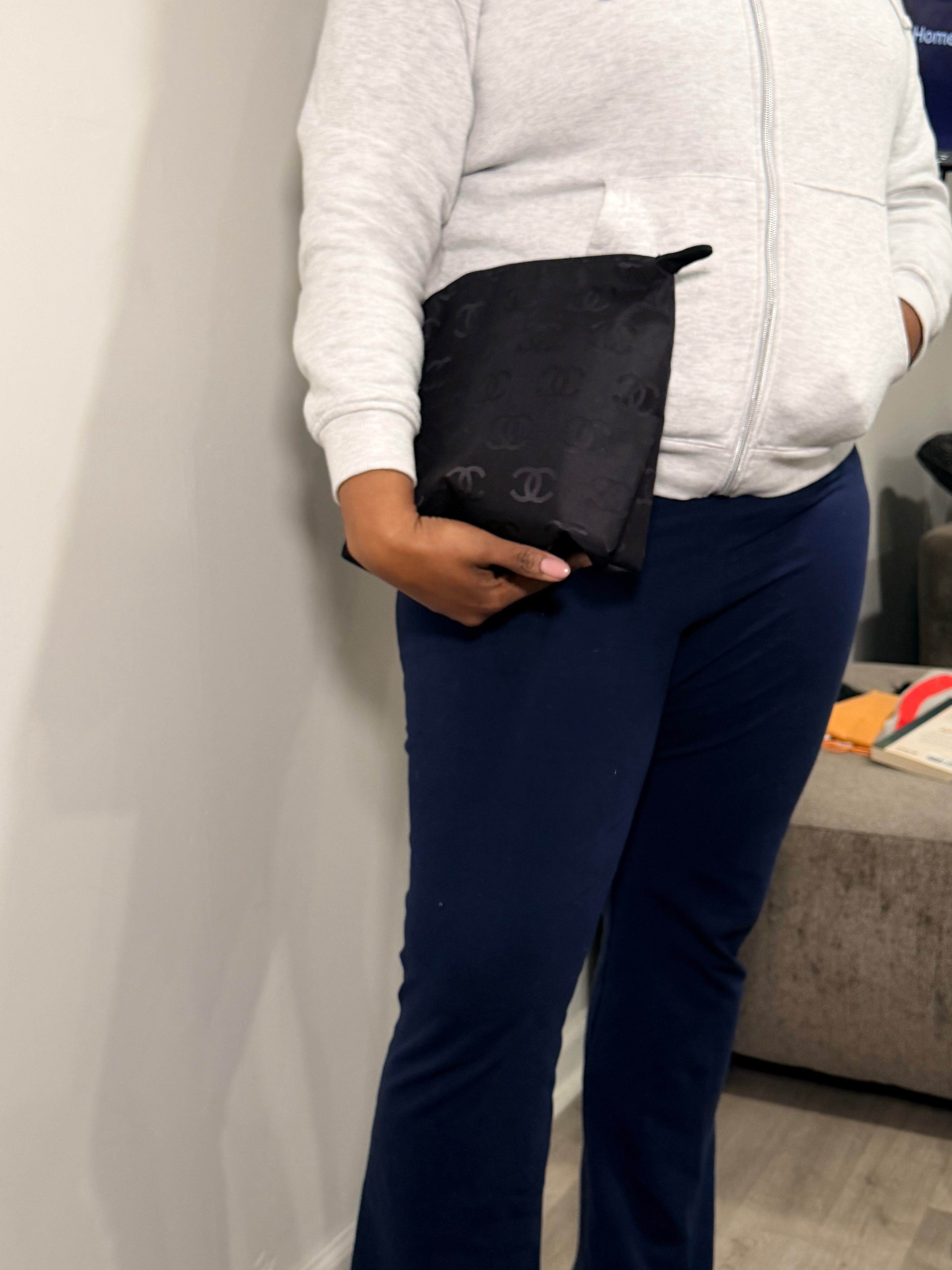 CHANEL CC Logo Nylon Pouch – Black