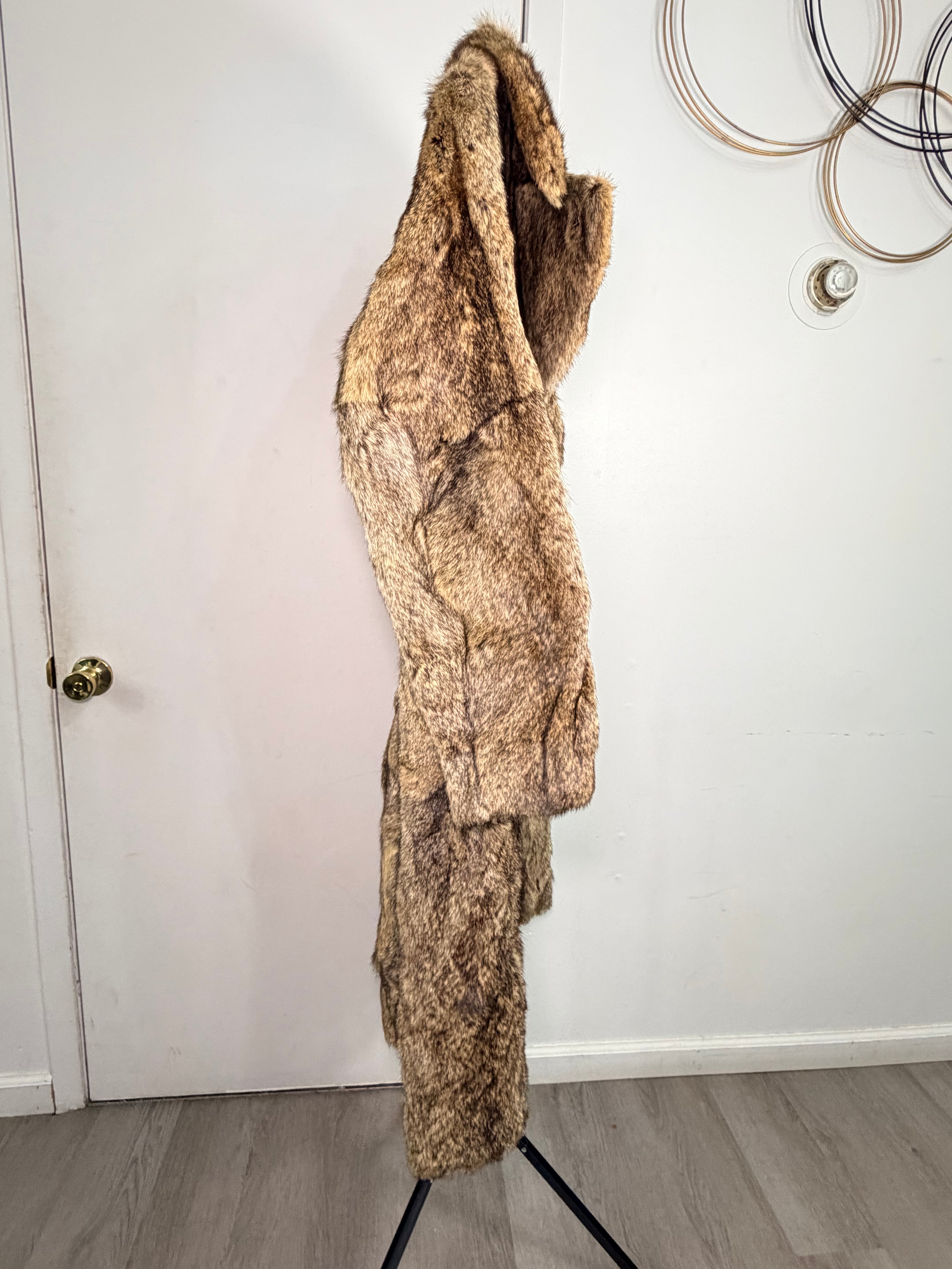 Vintage Marmot Fur Coat – Natural Tawny Brown (Large)