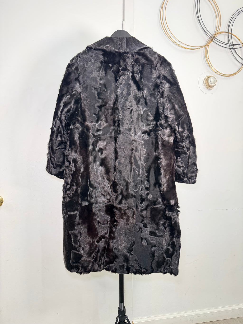 Vintage Persian Lamb Fur Coat – Deep Black (Small)