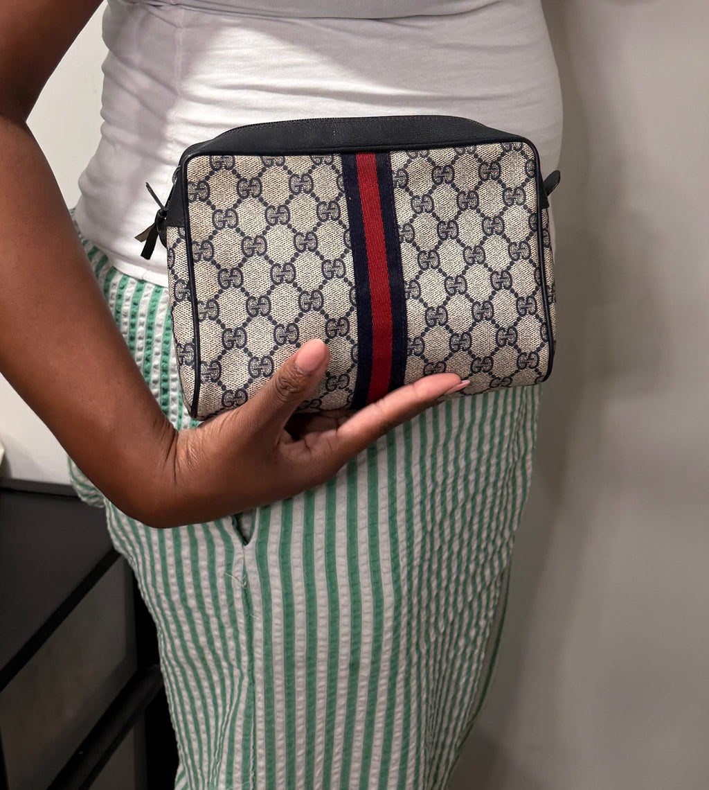 Gucci GG Supreme Web Travel Pouch / Toiletry Case - Blue